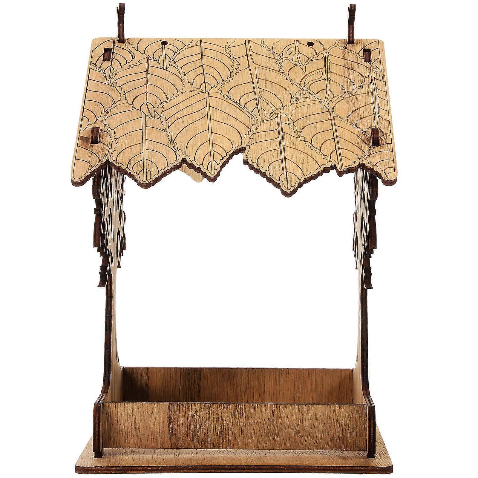 Brown Wood Dove Bird House Feeder for Home with Durable Reliable Material and Spill Proof Design 6.5 Inches