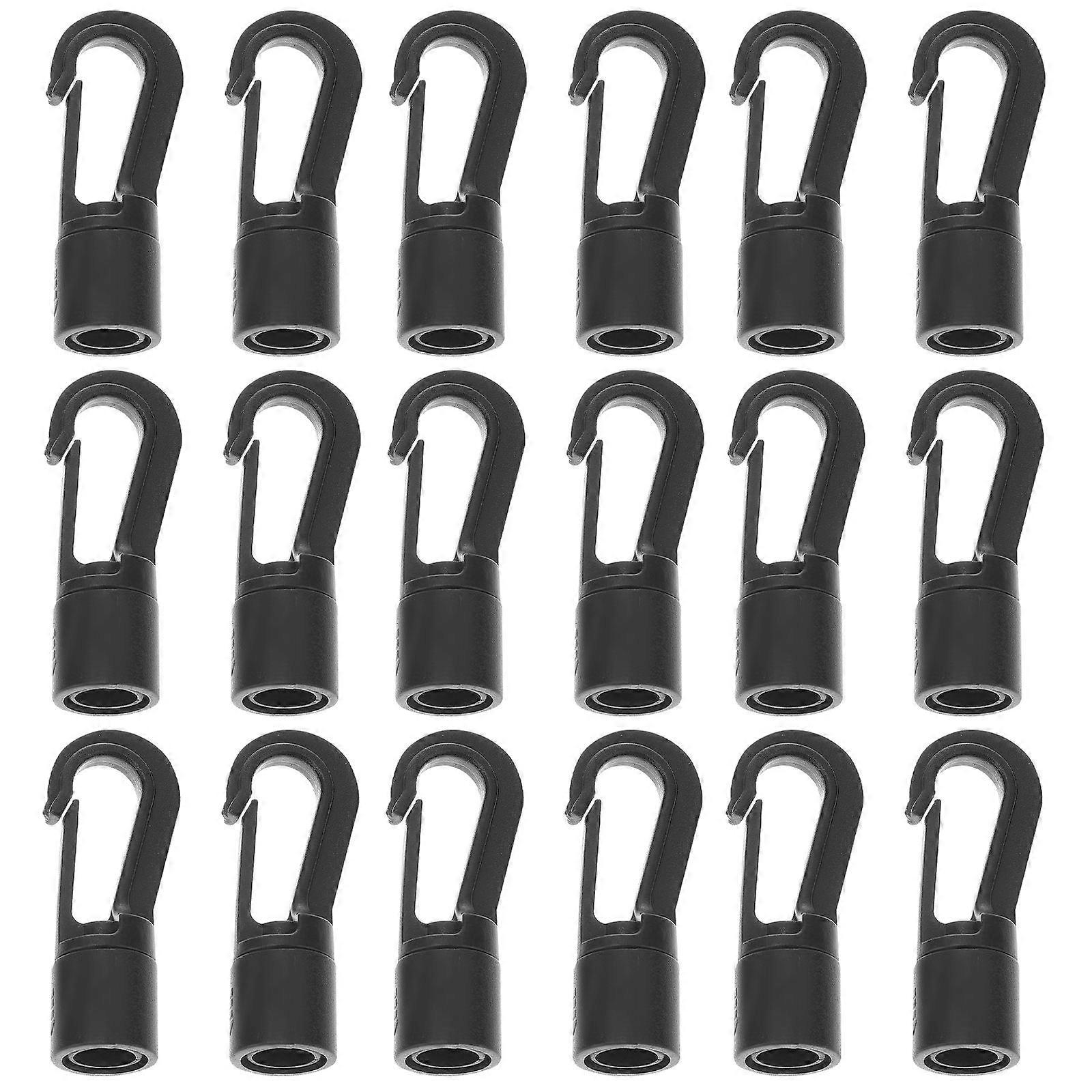Bungee Shocks Cord Hooks 25Pcs Black PP Durable and Resistant for Home Use