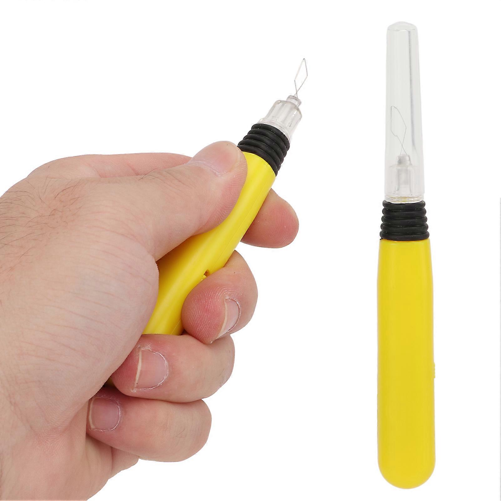 Portable LED Threader Battery Powered Easy Grasp Plastic LED Needle Threader Tool for Sewing Machine Yellow 