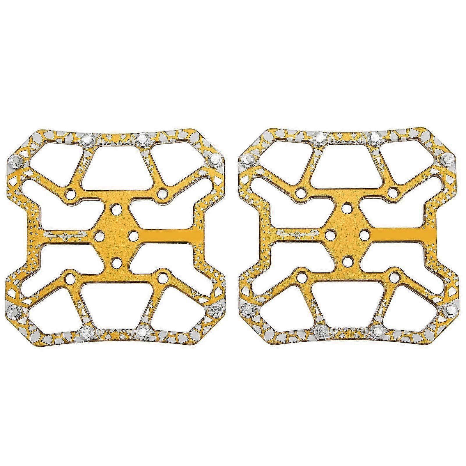 1 Pair Bicycle Clipless Pedal Converter Self Locking Disc Pedals Platform Adapter for SPD Bike SystemGold