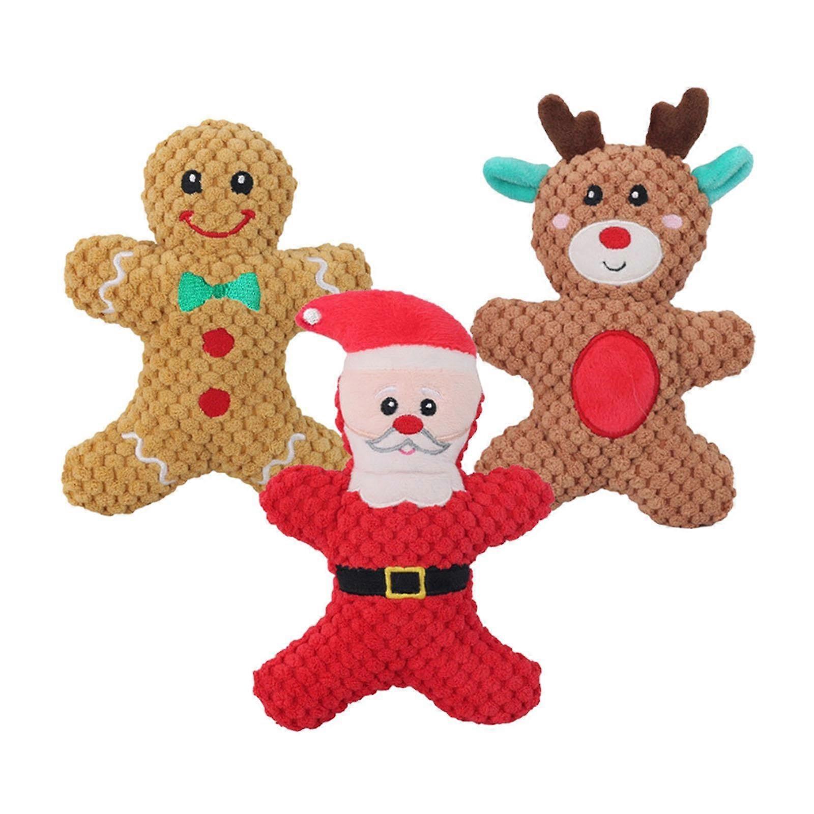 3 Pieces Squeaky Dog Plush Chew Toy for Dogs, Training with Soft Squeaker, Bite Resistant Fabric Toy for Small and Medium Dogs