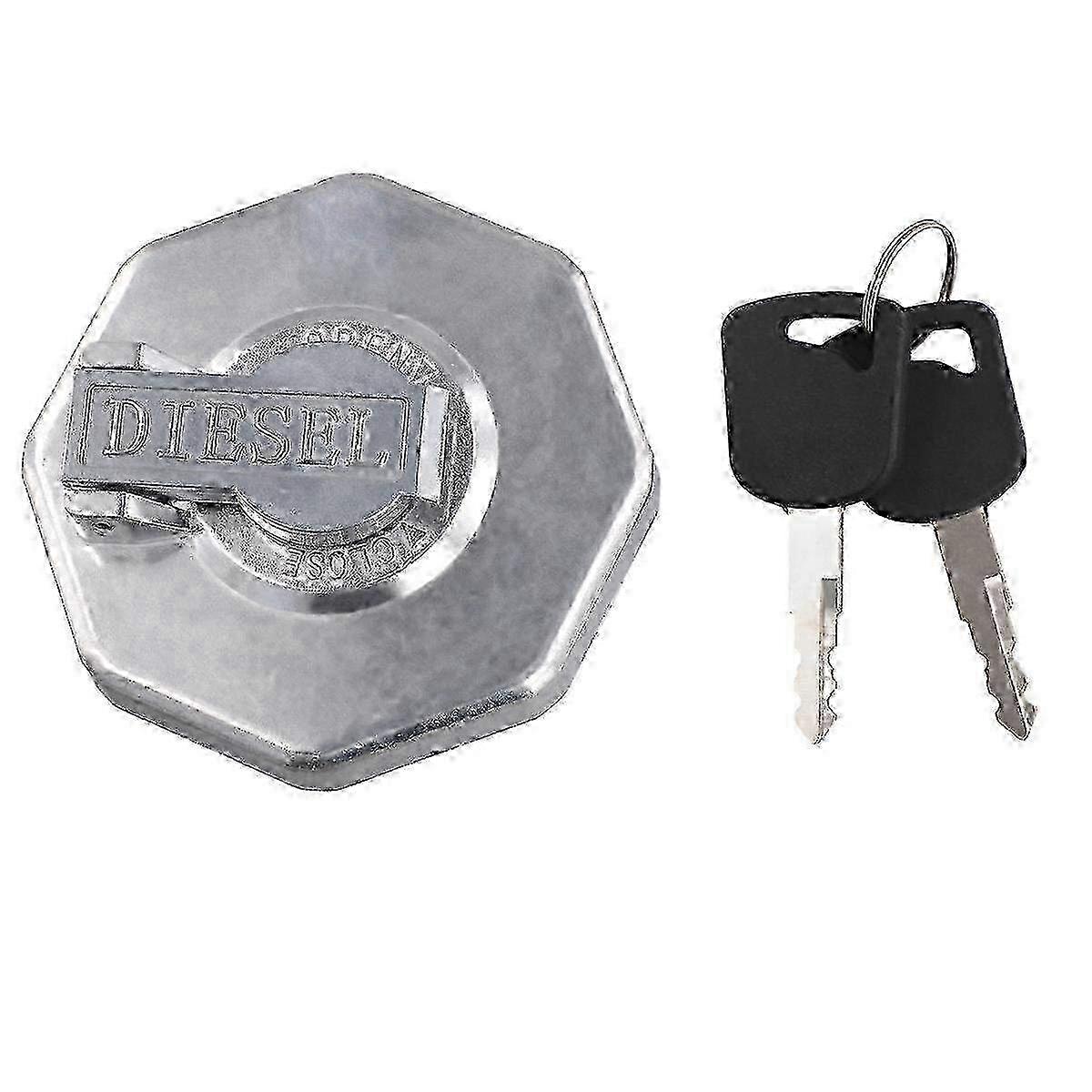 A replacement fuel gas tank cap lock with a key (8-98146010-0) for ISUZU ELF NPR and NQR models with a 4HK1 engine.