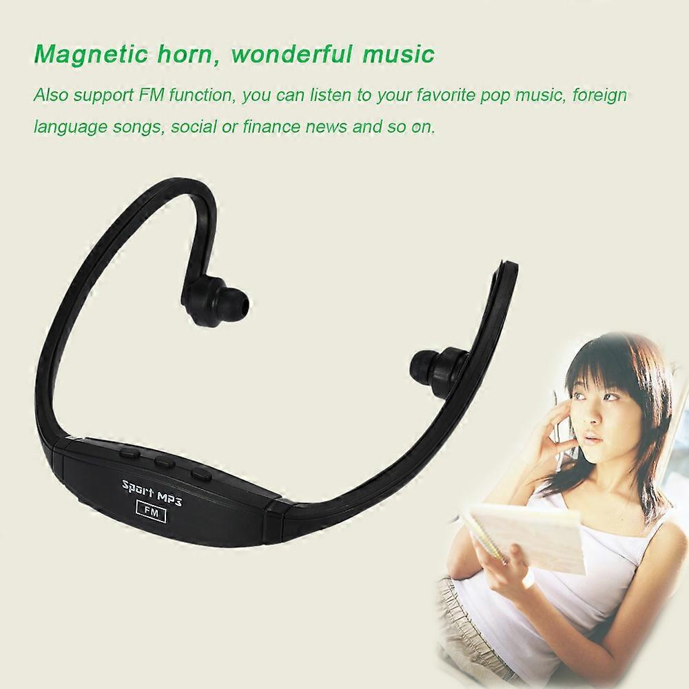Compact Dual-Channel Sports MP3 Player Wireless Headset FM Function 8GB Support Black Blue