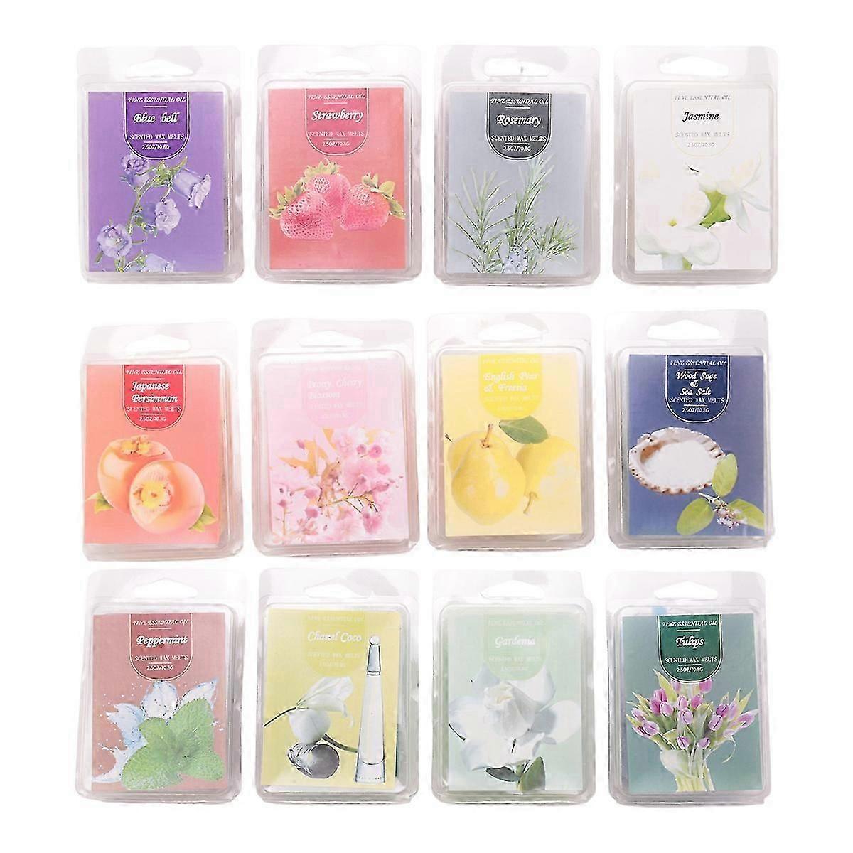 12-Pack Scented Wax Melts, Soy Wax Cubes, Aromatherapy Wax Squares Gift Set with Assorted Scents