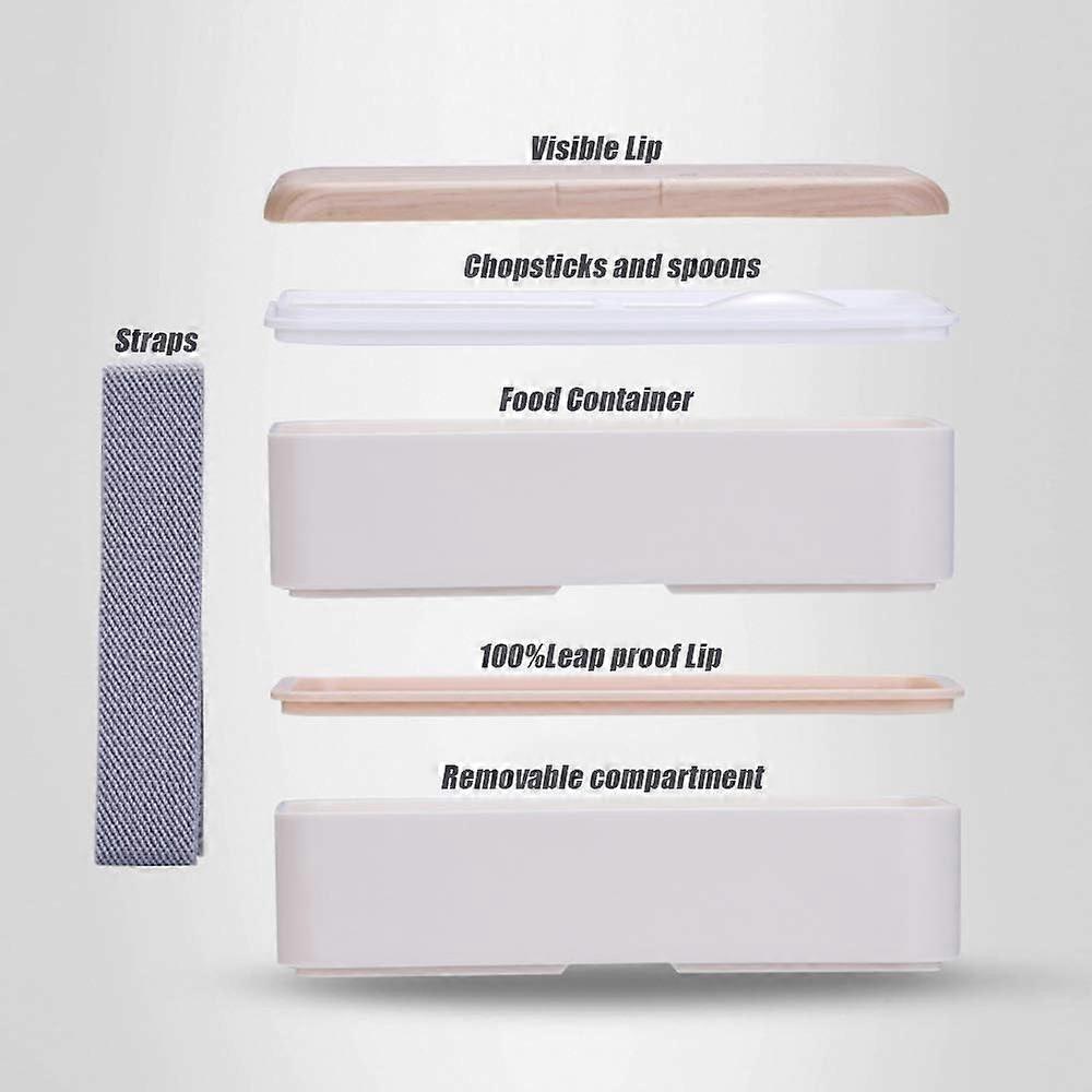 Lunch Box, Kids Bento Box, 800 Ml Bento Box With Double Layer Child Bento And Cutlery (White)