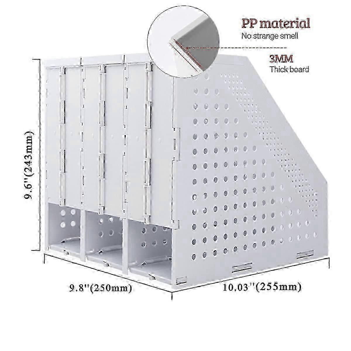 Portariviste e portadocumenti pieghevoli a 3 scomparti, divisore documenti regolabile, robusto organizer grigio chiaro per ufficio o casa