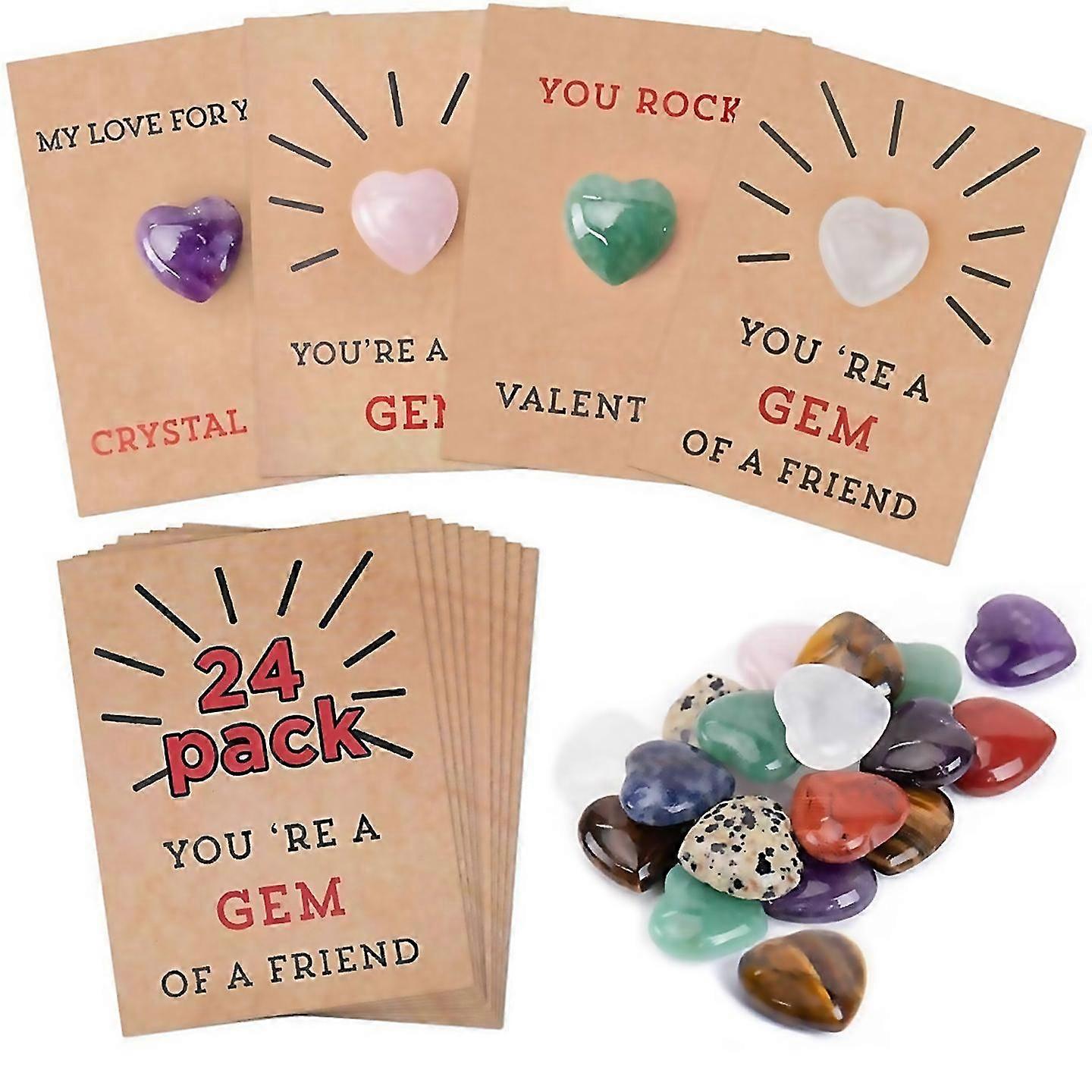 For 24 Pack Valentines Cards With Heartshape Crystals Valentine