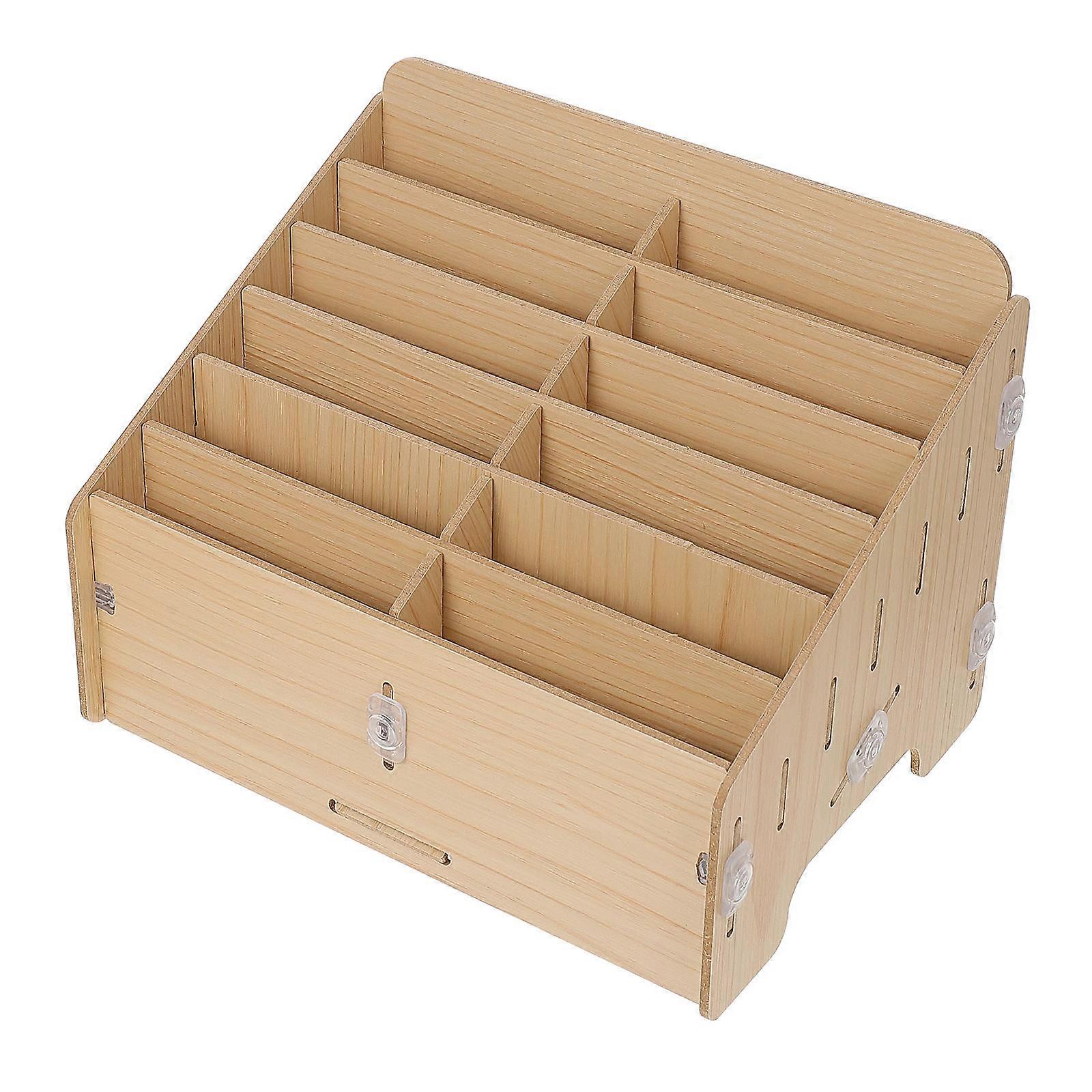 Phone Storage Box Storage Holder for Classroom Organization Yellow Wood Wall Mounting Multi-Grid Organizer 1 Set