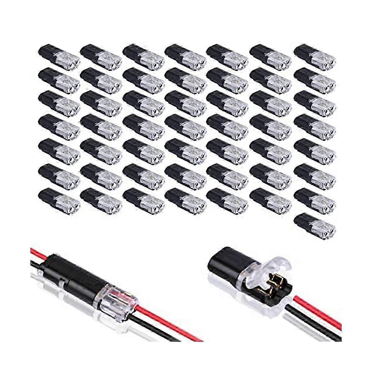50PCS Double-Wire Plug-in Connector with Locking Buckle,Pluggable Connectors 2 Pin 2 Way Universal Compact Wire Terminal
