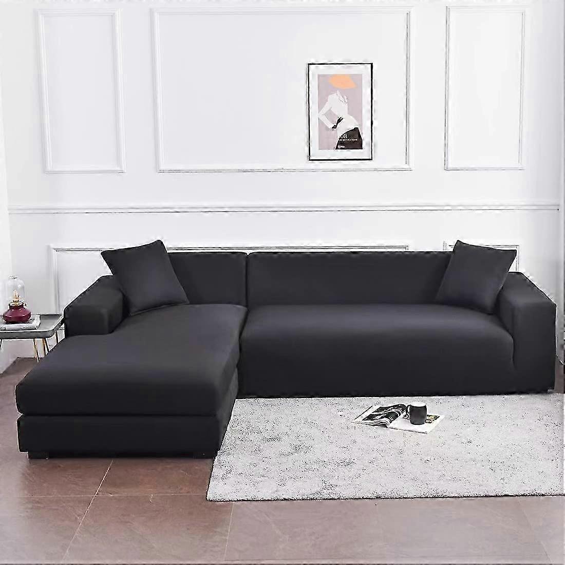 Elastic Sofa Cover, Comfortable Stretch Fabric (Black, 180-230cm)