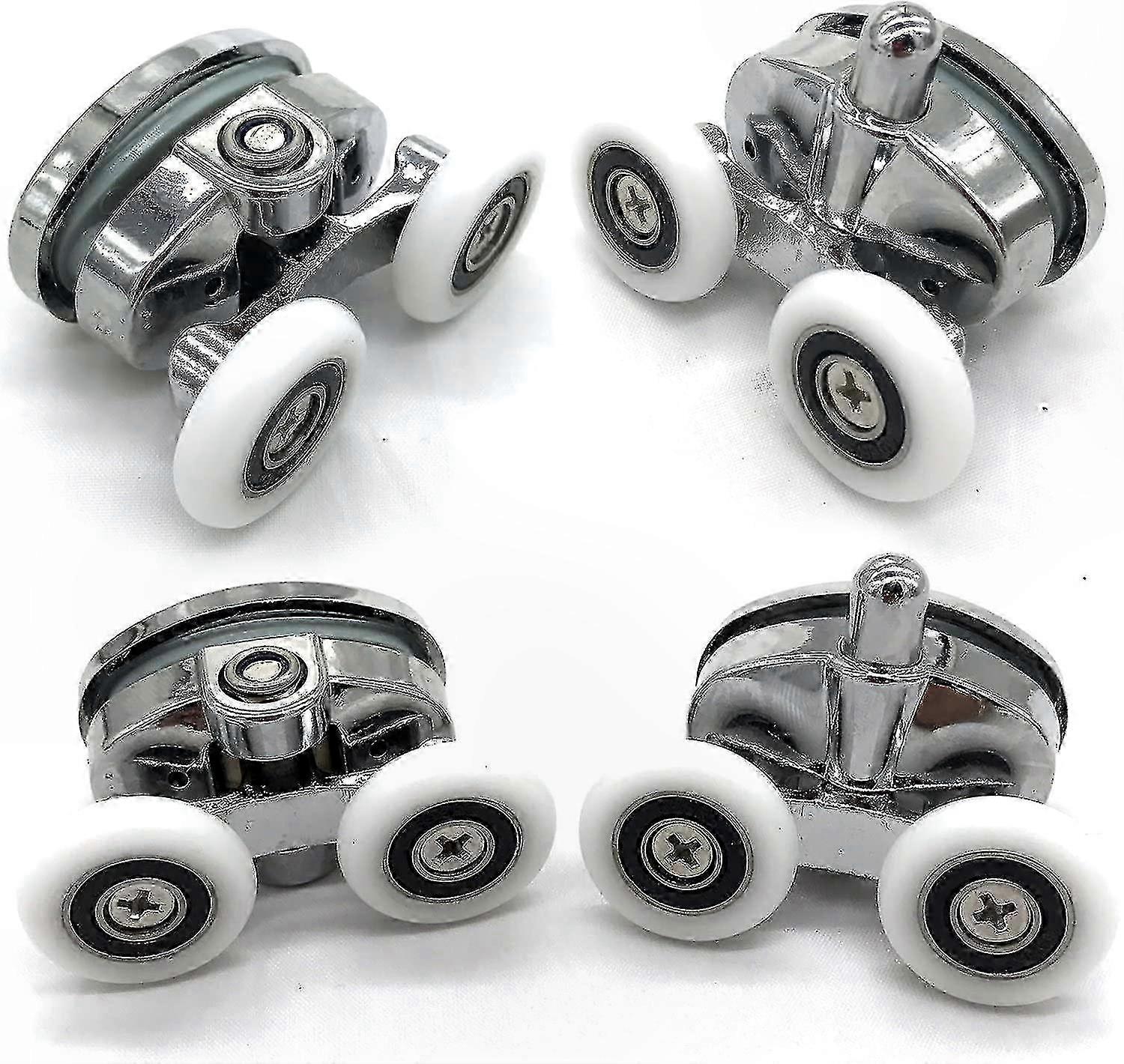 4-Pack Oval Twin Wheel Rollers for Shower Doors with Butterfly Design