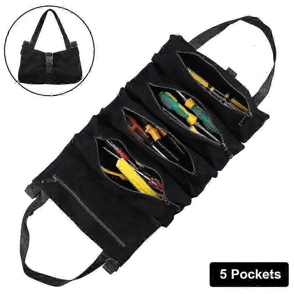 Rolling Tool Bag, Tool Carrier Bags with 5 Zippered Pockets, Heavy Duty Portable Tool Bag, Auto Tool Organizer Tool for Electrician Plumber or Mechani