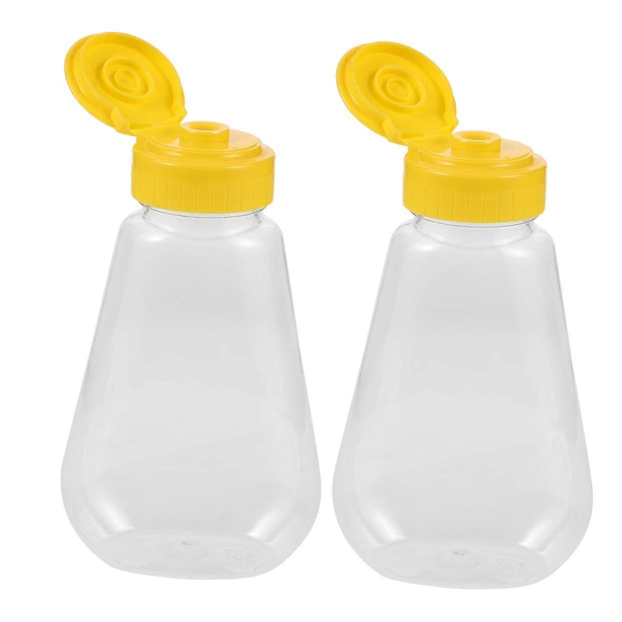 Honey Squeeze Bottles 2Pack Plastic Dispenser With Lids, Nonslip Grip, Refillable For Honey And Salad Dressing