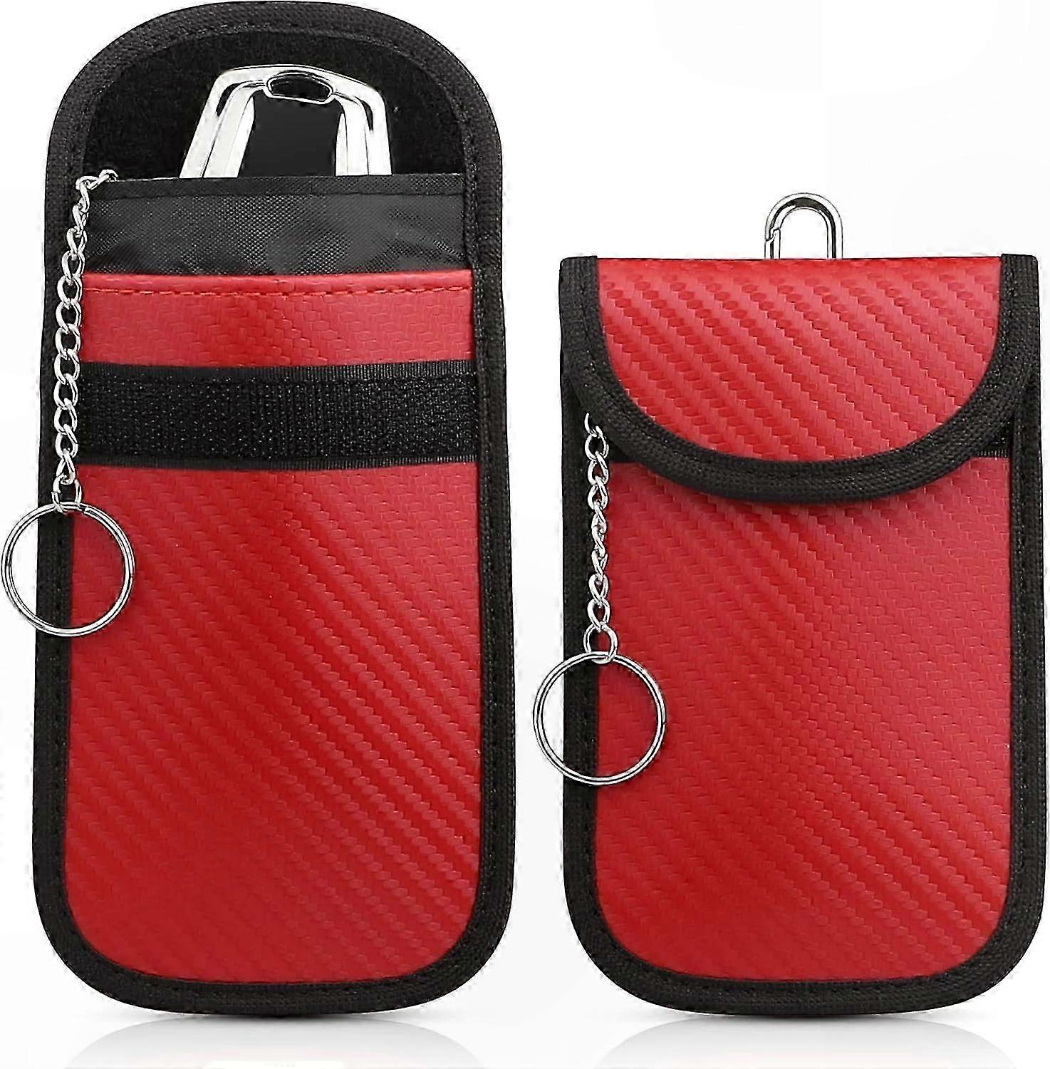 RFID Blocking Waterproof Key Pouch for Remote Entry Systems with Key Fob Protector [Red]