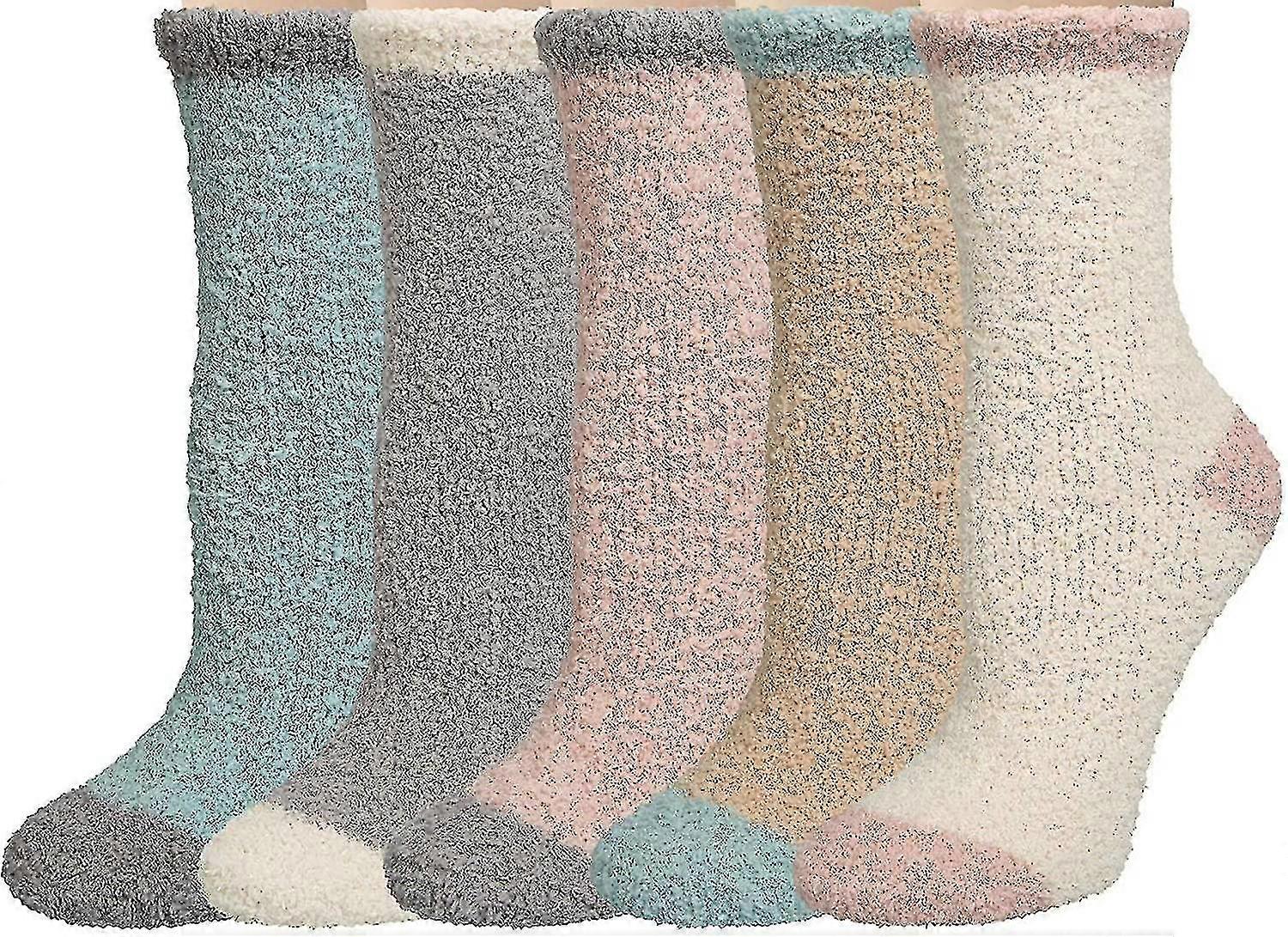 Ladies' plush socks, 5 pairs, suitable for multiple shoe sizes and occasions, extremely comfortable