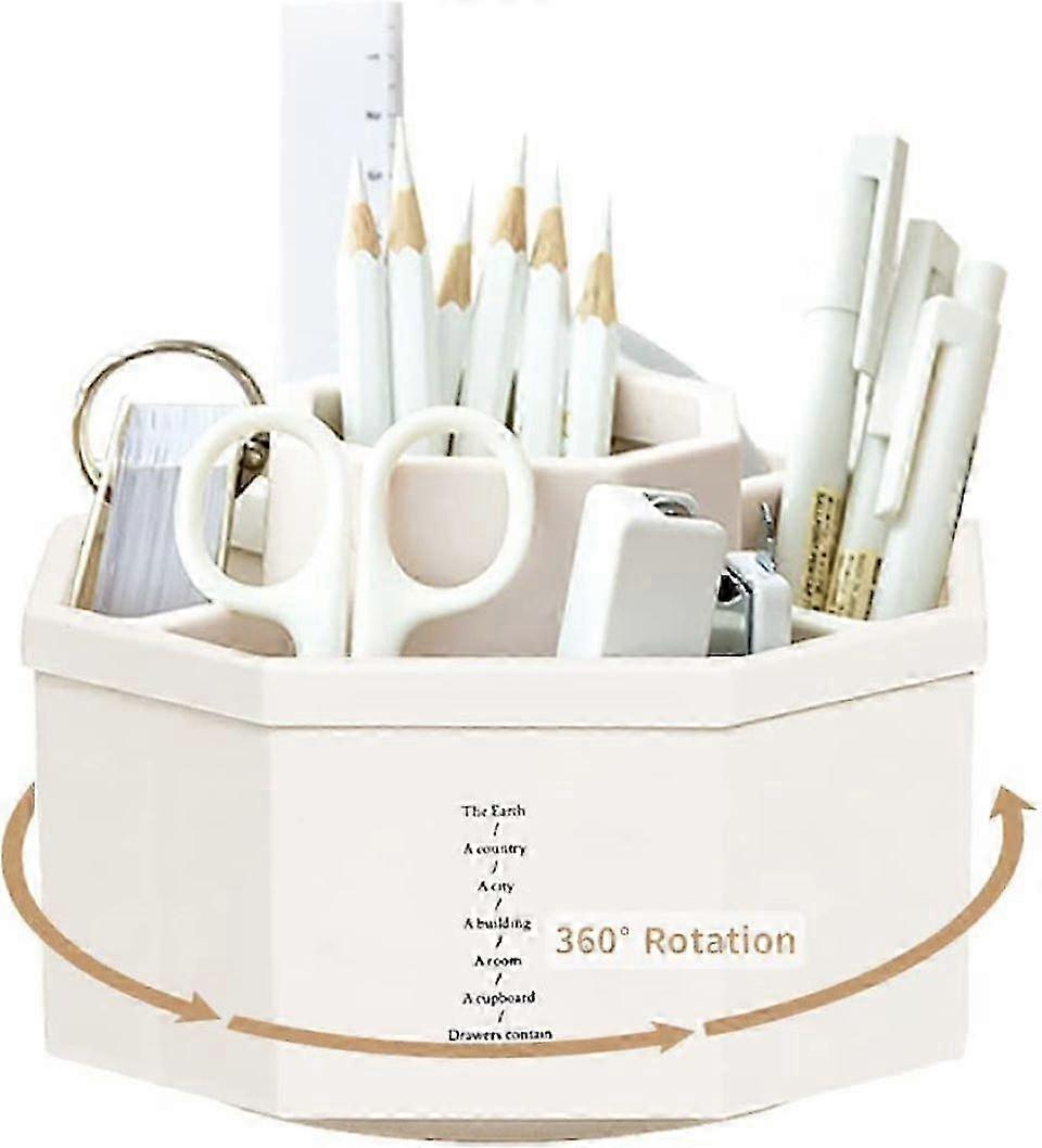 Desktop Pencil Pot with Non-Slip Stickers, 360 Degree Rotation 16*16*10cm