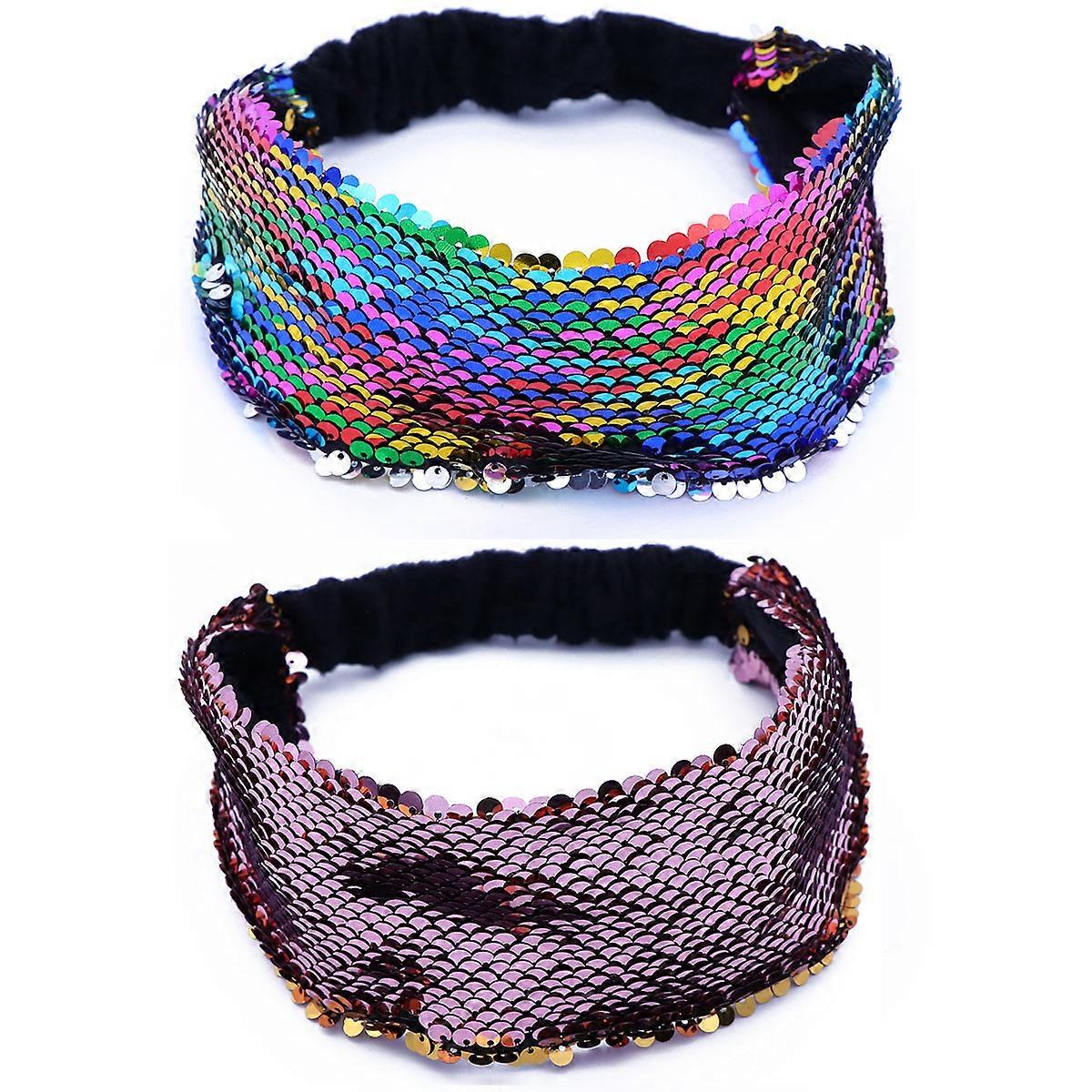 Girls Sequin Headband Mermaid Sequin Hair Accessory For Parties Approx 9 1 X 2 4 X 0 6 In Reversible 1Set