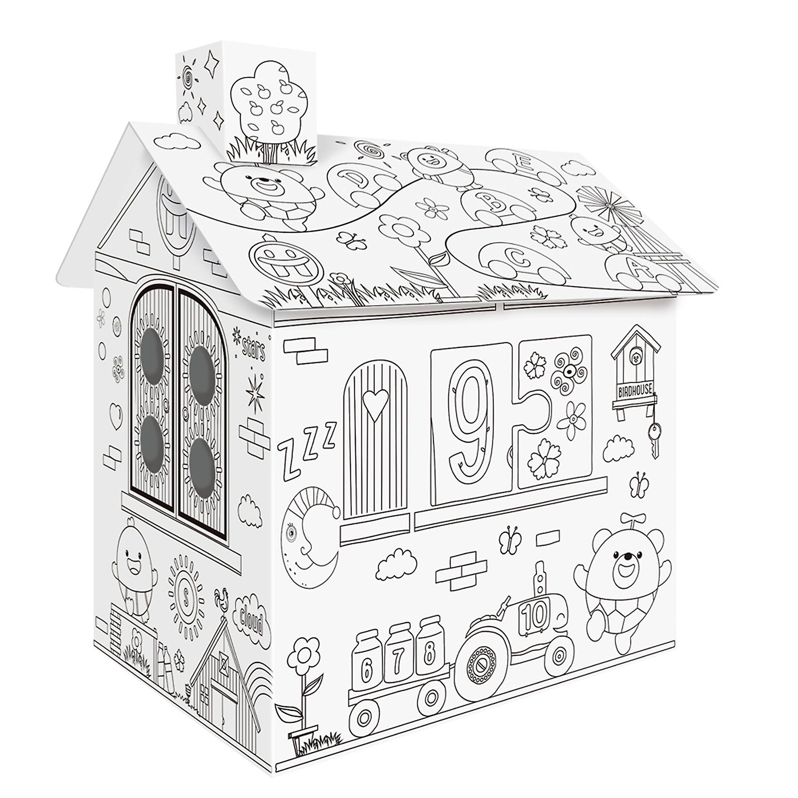 Diy Large Cardboard Coloring Creative Crafts Play House Project