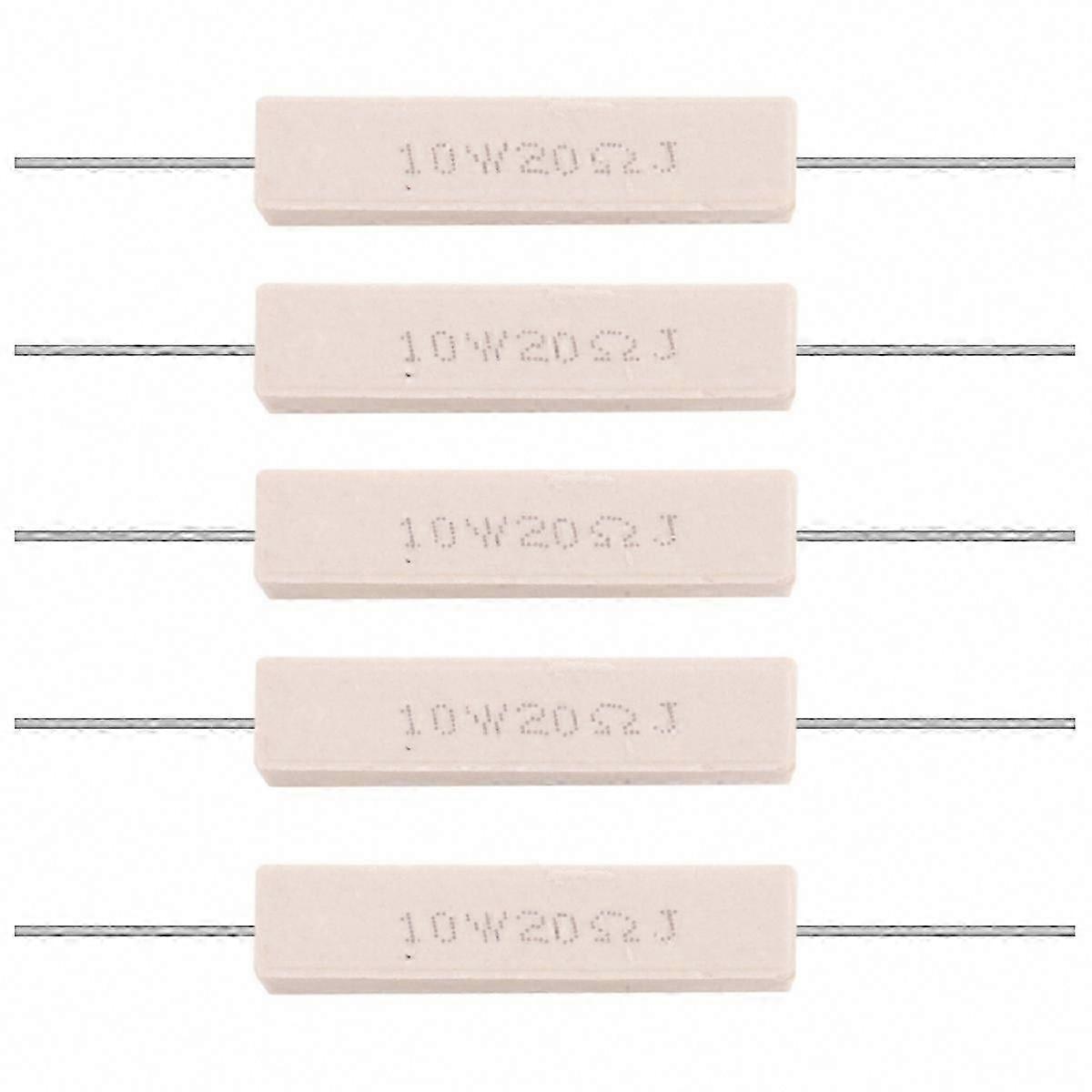 5x 10W 20 Ohm 5% Wirewound Ceramic Cement Resistor 10 Watt