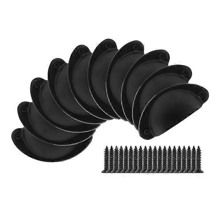 Drawer Handle - Retro - Pack of 10 - Curved Iron - Black - 82 x 35 mm