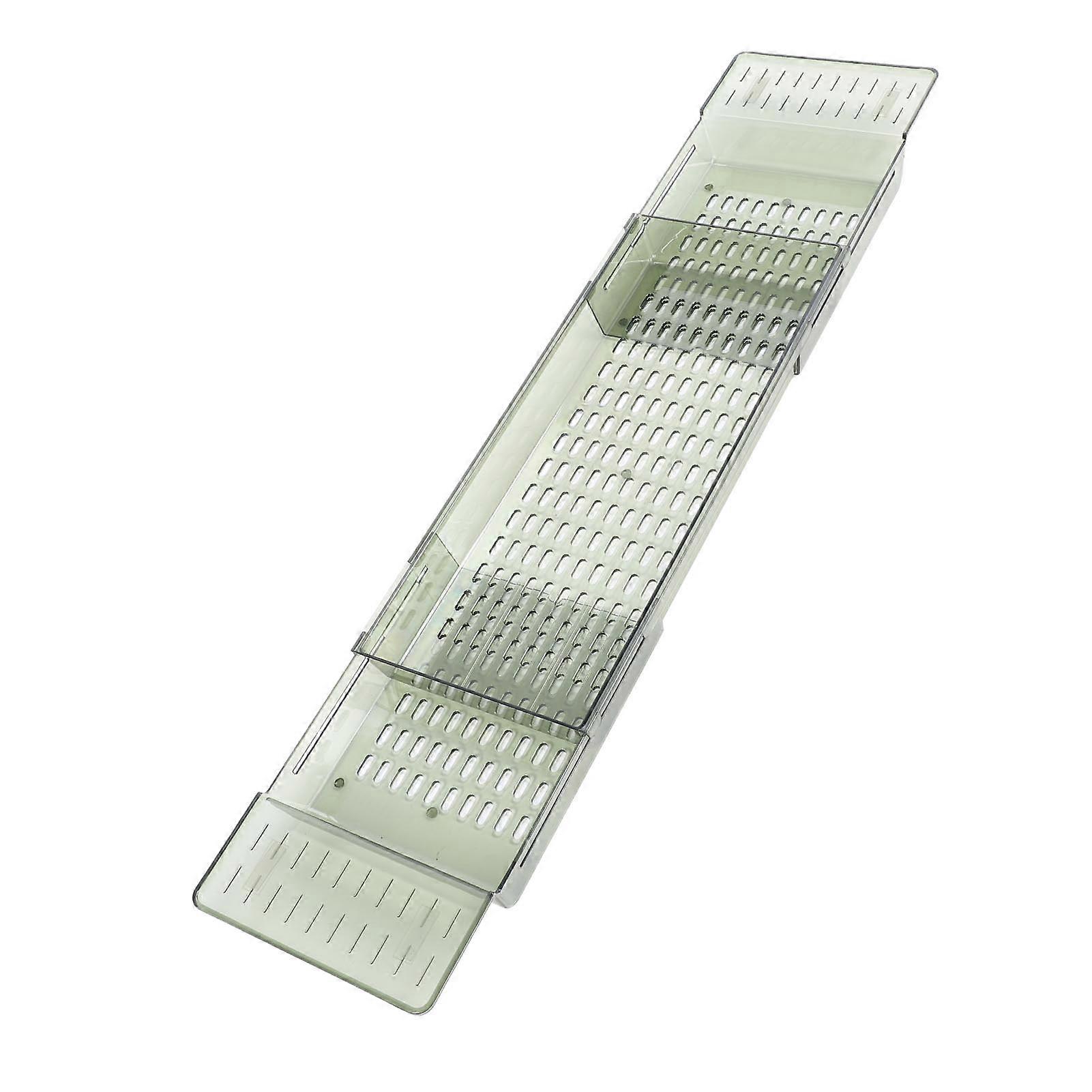 Expandable Bathtub Tray Shelf 56.5-80cm, Non-Slip Handle Light Green