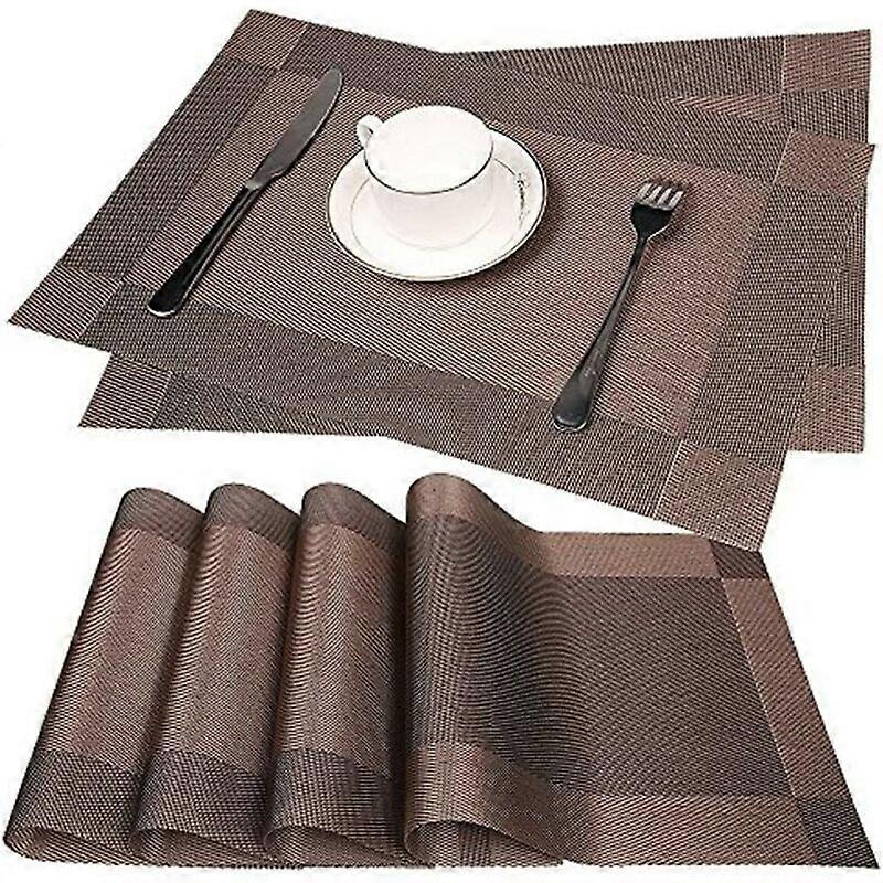 Set of 6 Washable PVC Non-Slip Eco-Friendly Table Mats (Coffee Color), 30 x 45 cm