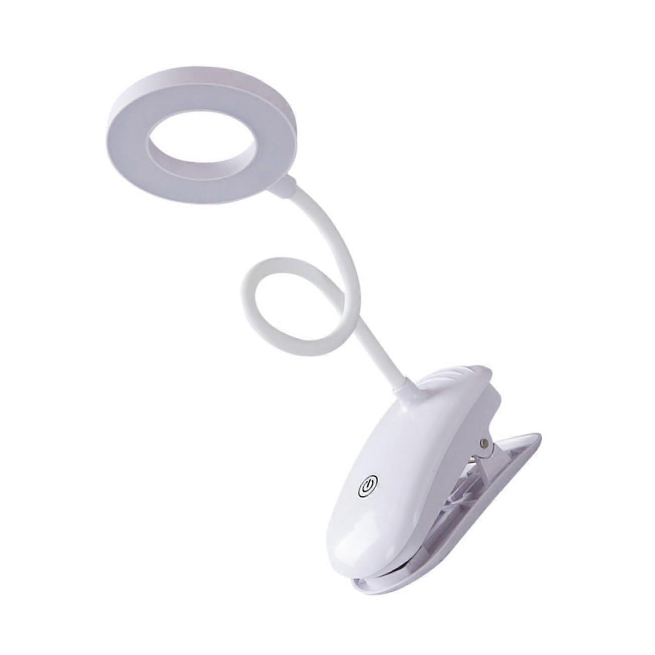 Rechargeable Clip Desk Lamp Bedside Reading Light, Adjustable Brightness, Warm White, Compact Design for Bedroom