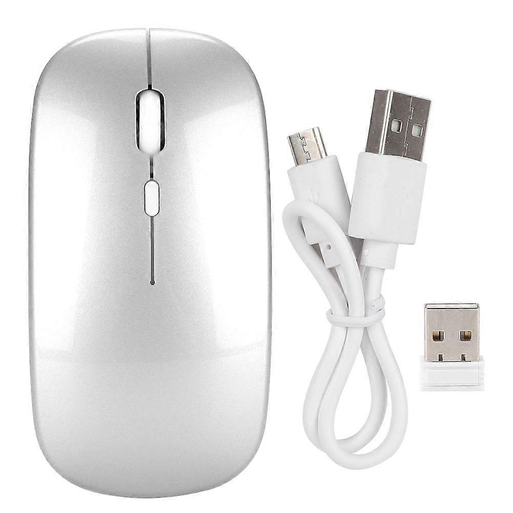 HXSJ M80 2.4G Ergonomic Wireless Rechargeable Silent Mouse with USB Receiver (Silver)