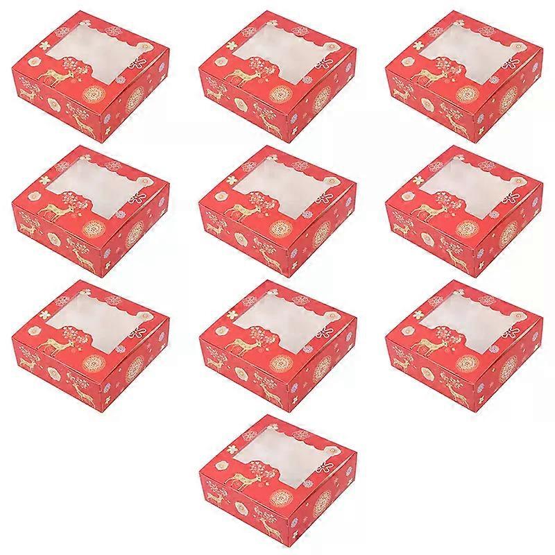 10/5Pcs Christmas Cookie Box with Window Candy Chocolate Biscuit Packaging Boxes Xmas Gift Wrapping New Year Party Treat Box