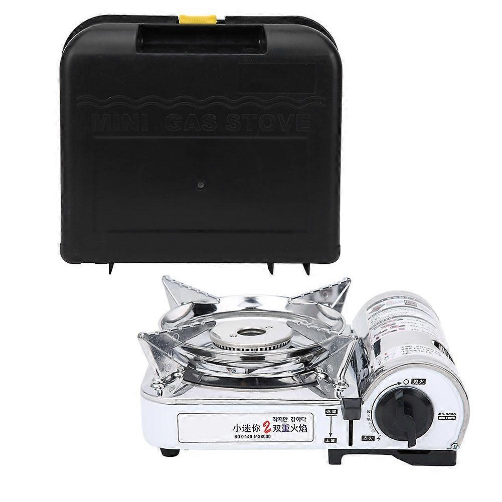 MS‑8000 Portable Gas Stove Burner Camping Cassette Furnace Windproof for Camping Picnic Barbecue(Silver )