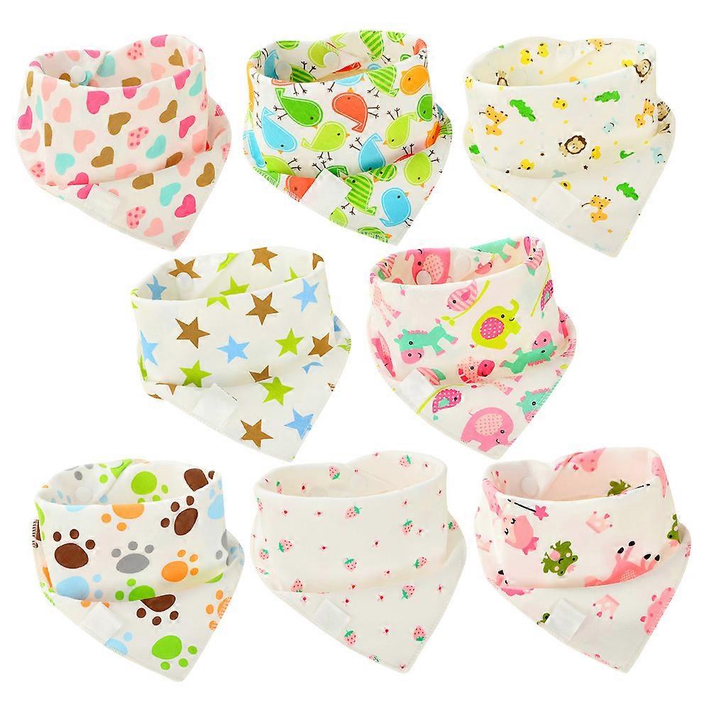 Newborn Bib Cotton Triangle Shape for Baby Dining 8Pcs Assorted Color Bibs