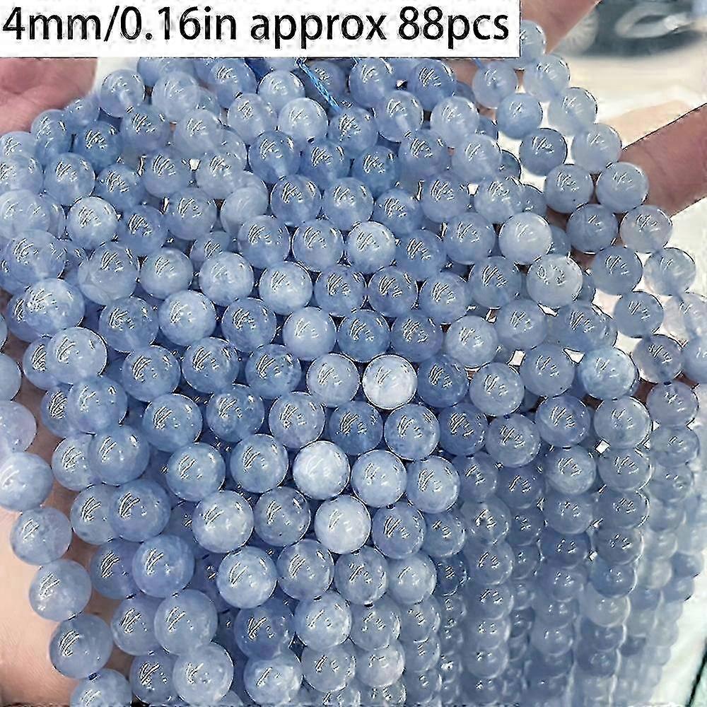 15 Strand Real Natural Aquamarine Stone Beads 4-10mm Round Spacer Beads - Smooth Polished Deep Blue