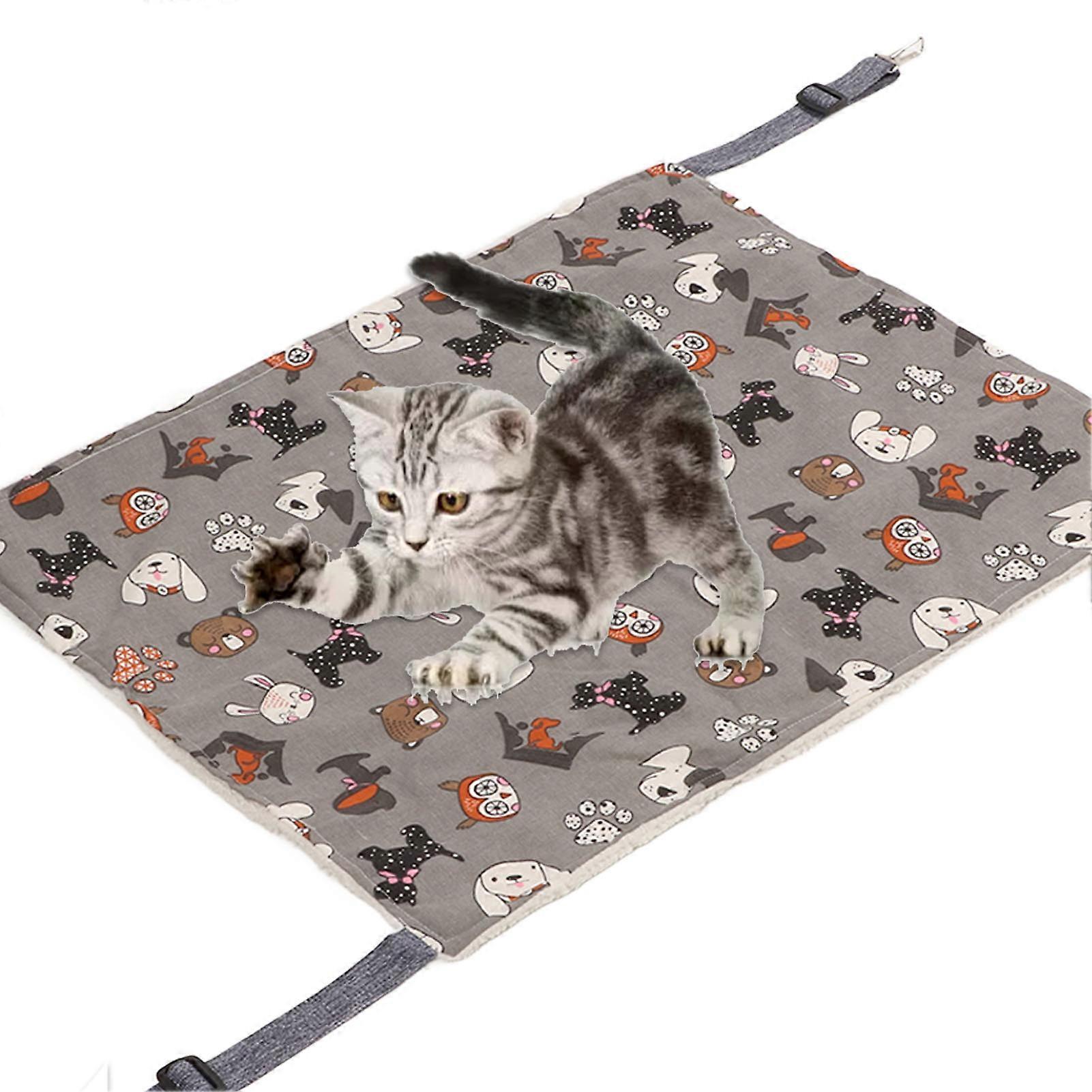 Soft Double Layer Plush Cat Hammock for Small Pets, White M