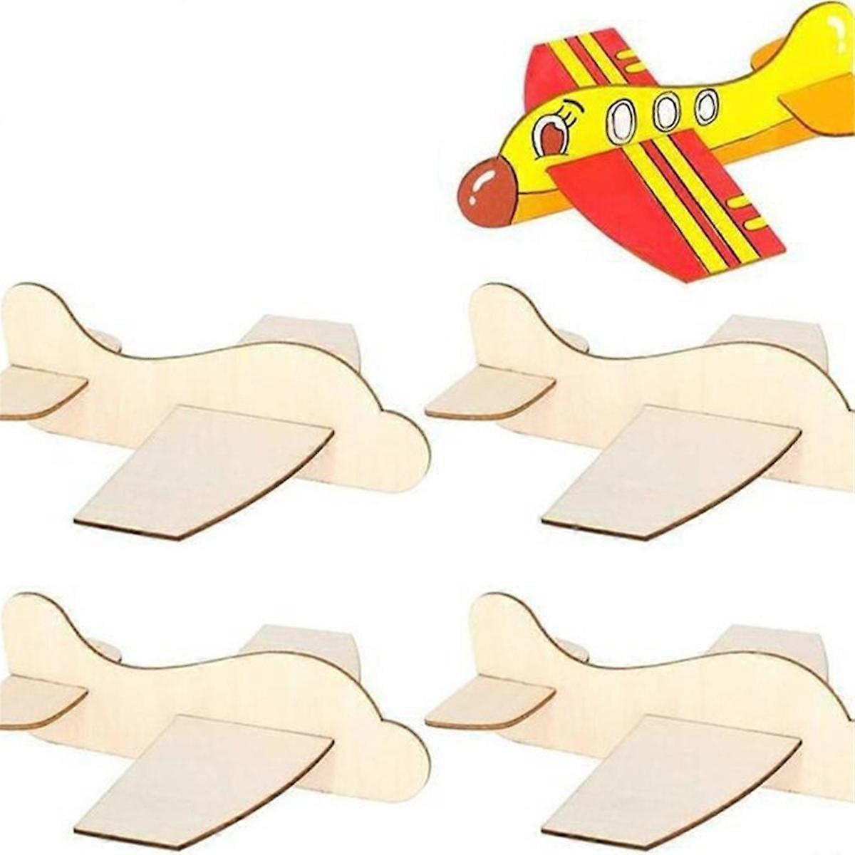 4PCS Blank Wood Aircraft Assemble Plane Toy