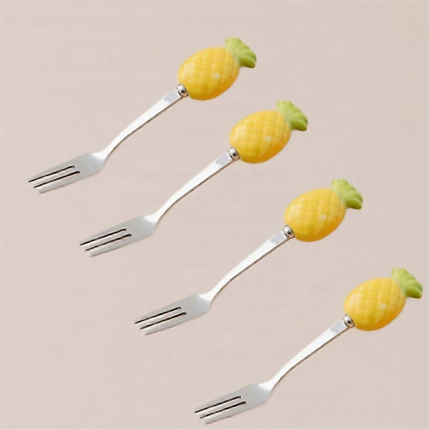 For Cute Ceramic Jar Fruit Fork Set 304 Stainless Steel Cake
