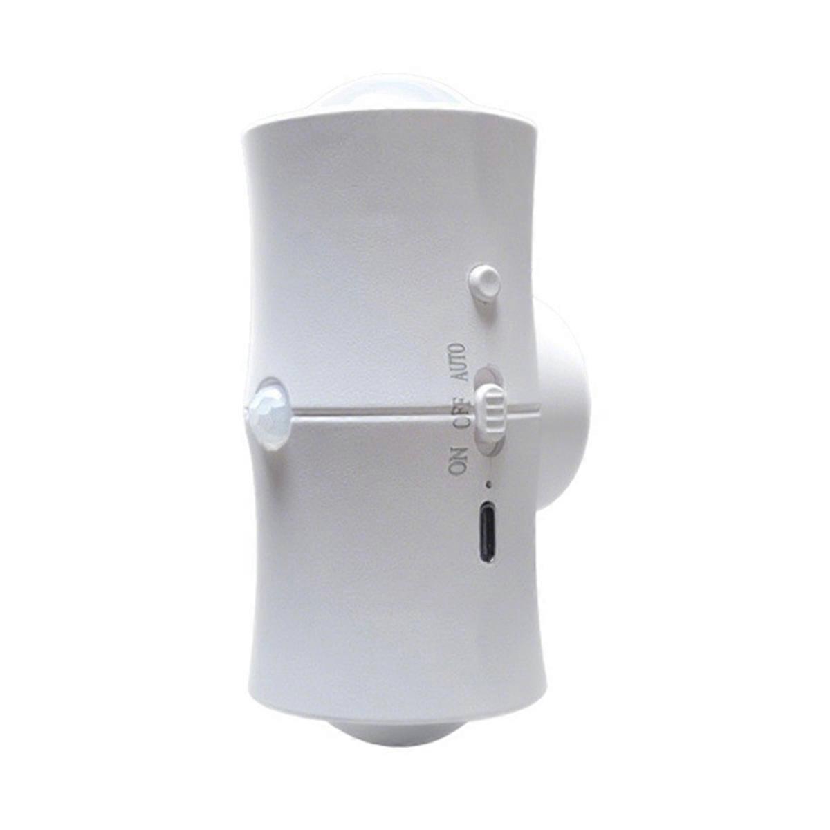RGB Dual Head Motion Sensor Night Light USB Rechargeable LED White