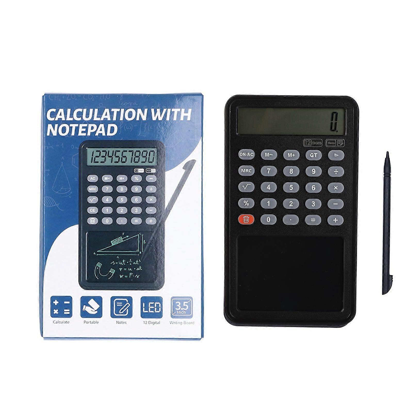 Calculator 12 Digit LCD Notepad Calculator Portable Reusable Desk Calculator for Office School Student