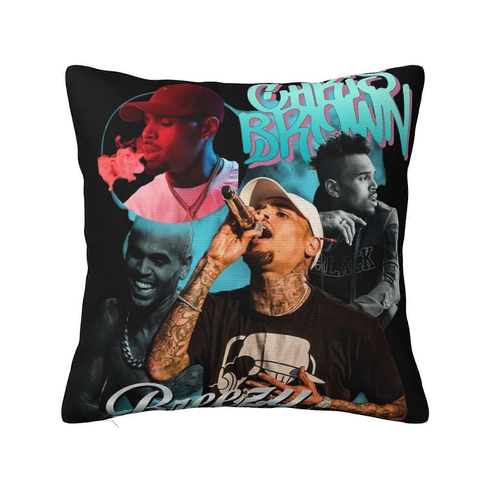 Chris Brown Super Soft Pillow Case Cover with Zipper for Bedroom, Sofa, Couch,Cozy Fuzzy Pillow Shams for All Seasons Square Pillow