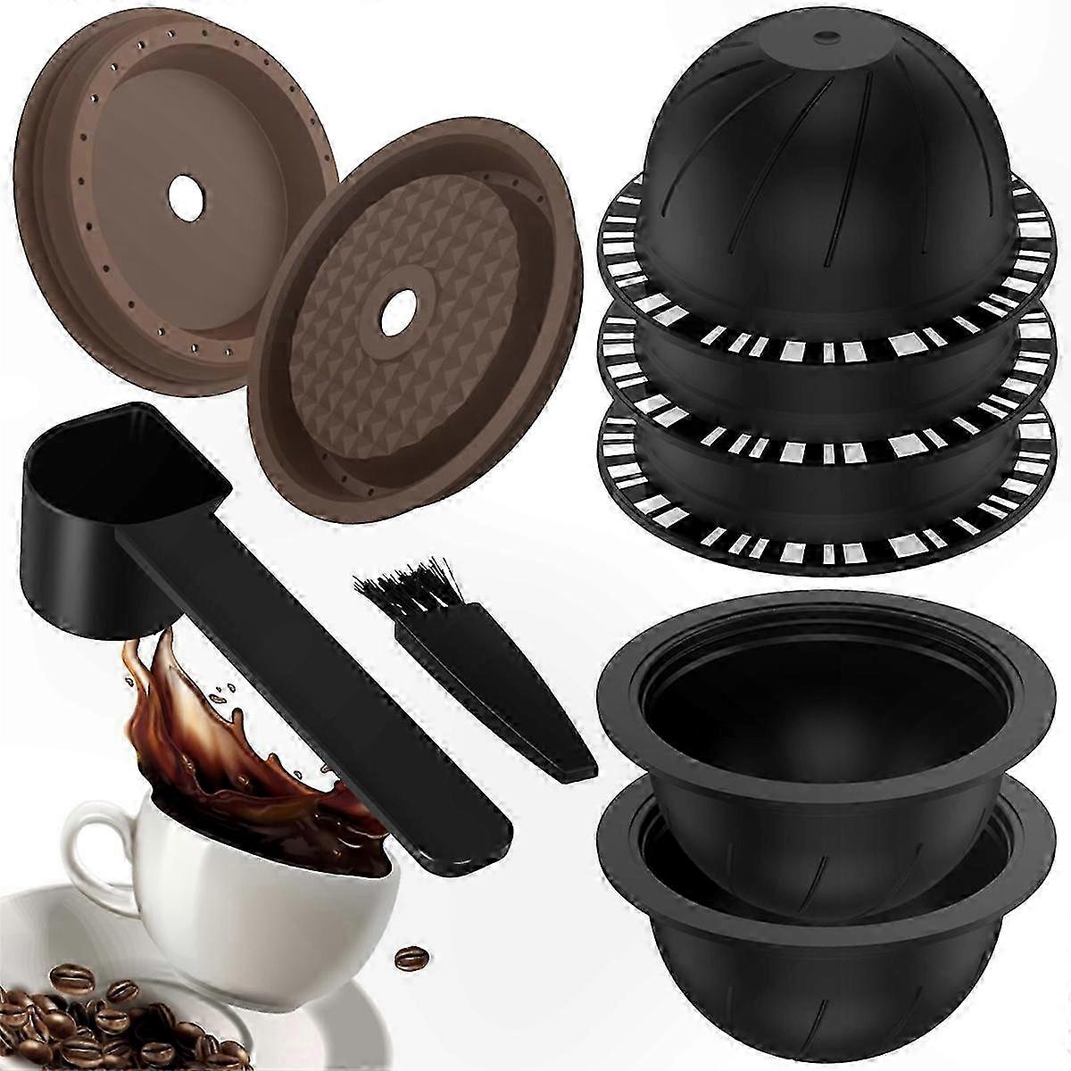 Reusable Coffee Pods for Vertuo, Eco-Friendly Capsules with 2 Lids & Spoon, Durable Design for Coffee Lovers