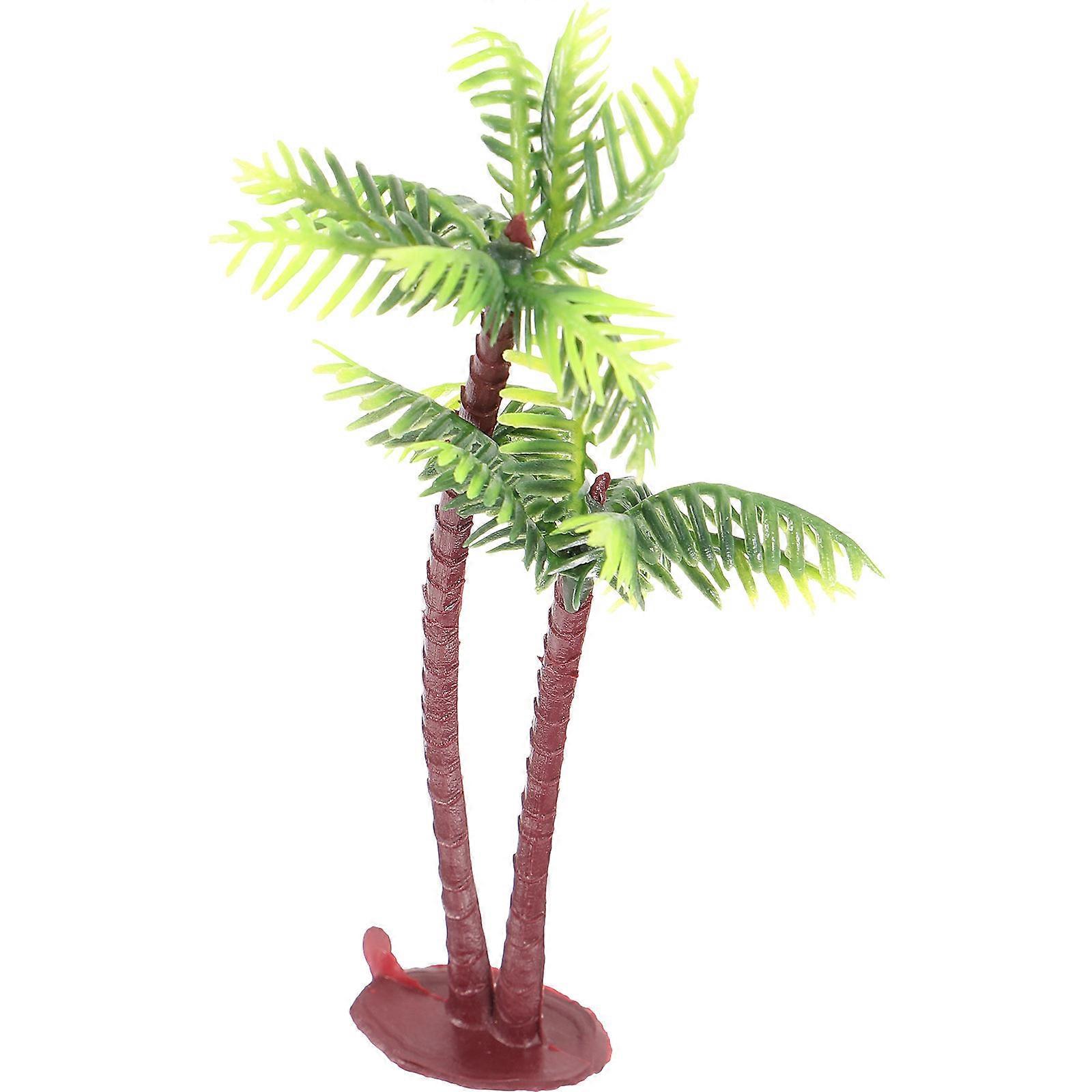 Mini Palm Tree Plastic Craft Bonsai for Decoration 2Pcs Green Artificial
