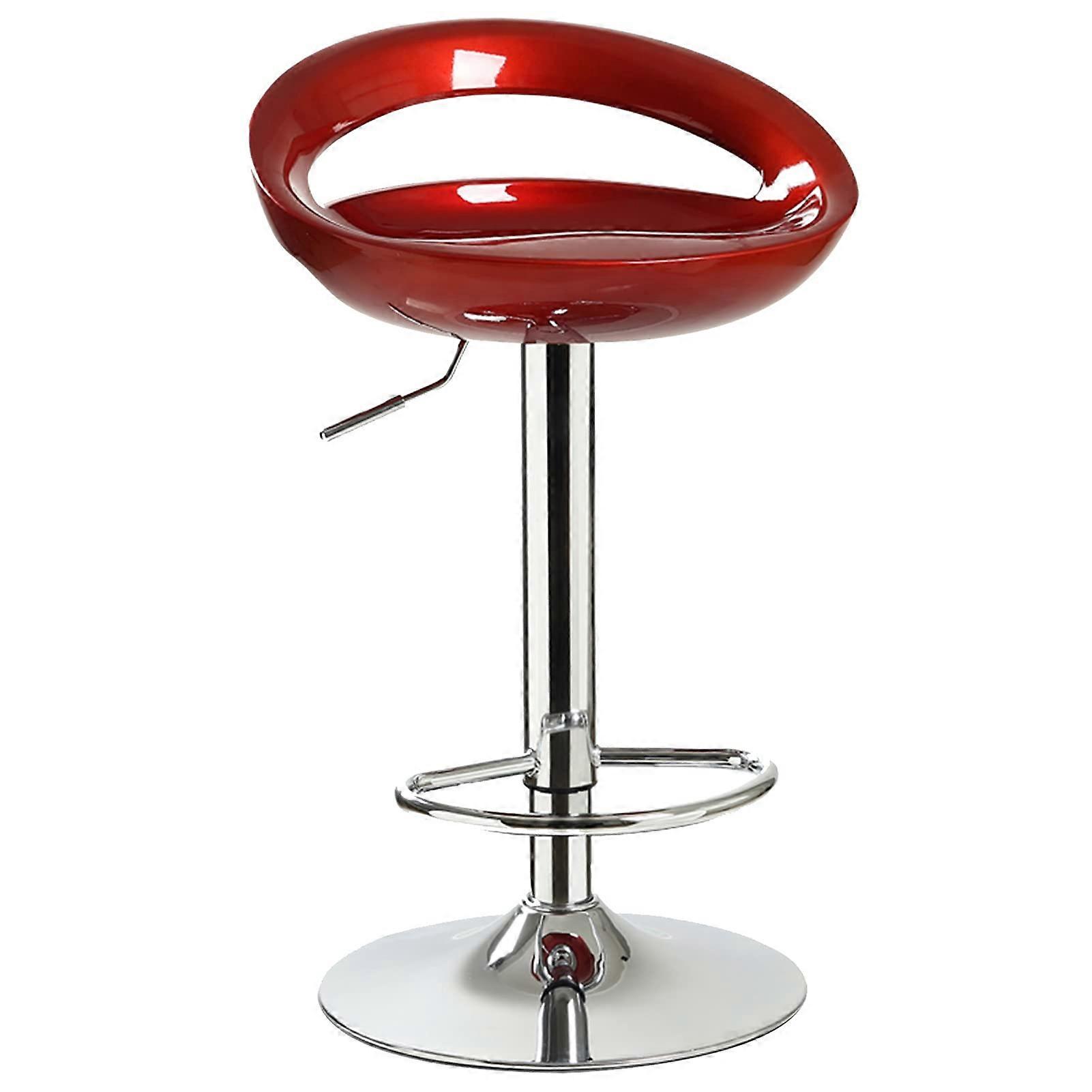 Modern Bar Chair ABS Surface, 6080 cm Adjustable Height, Rotating Bar Stool With Metal Footrest, Red