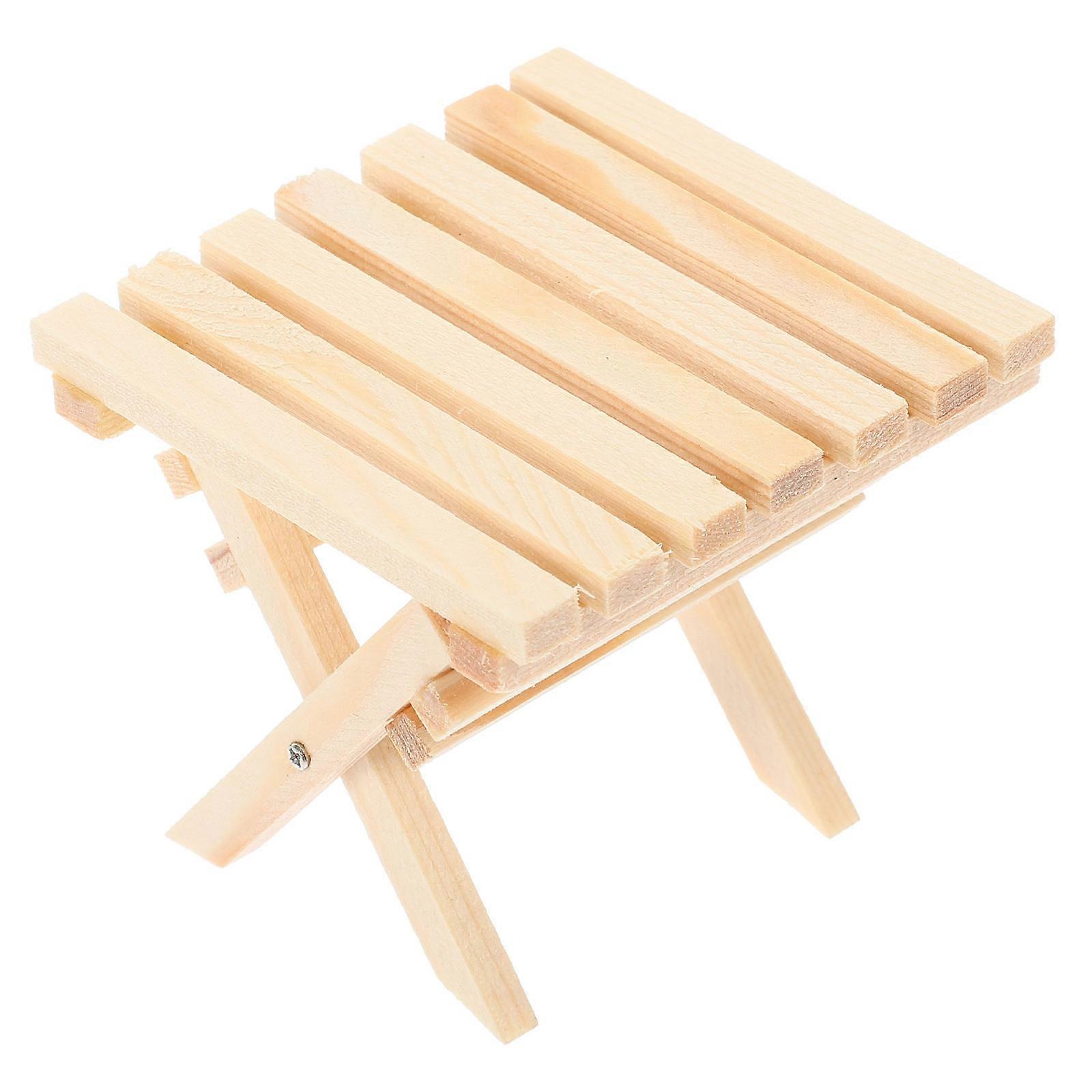 Wood Miniature Folding Table Dollhouse Decoration 2Pcs