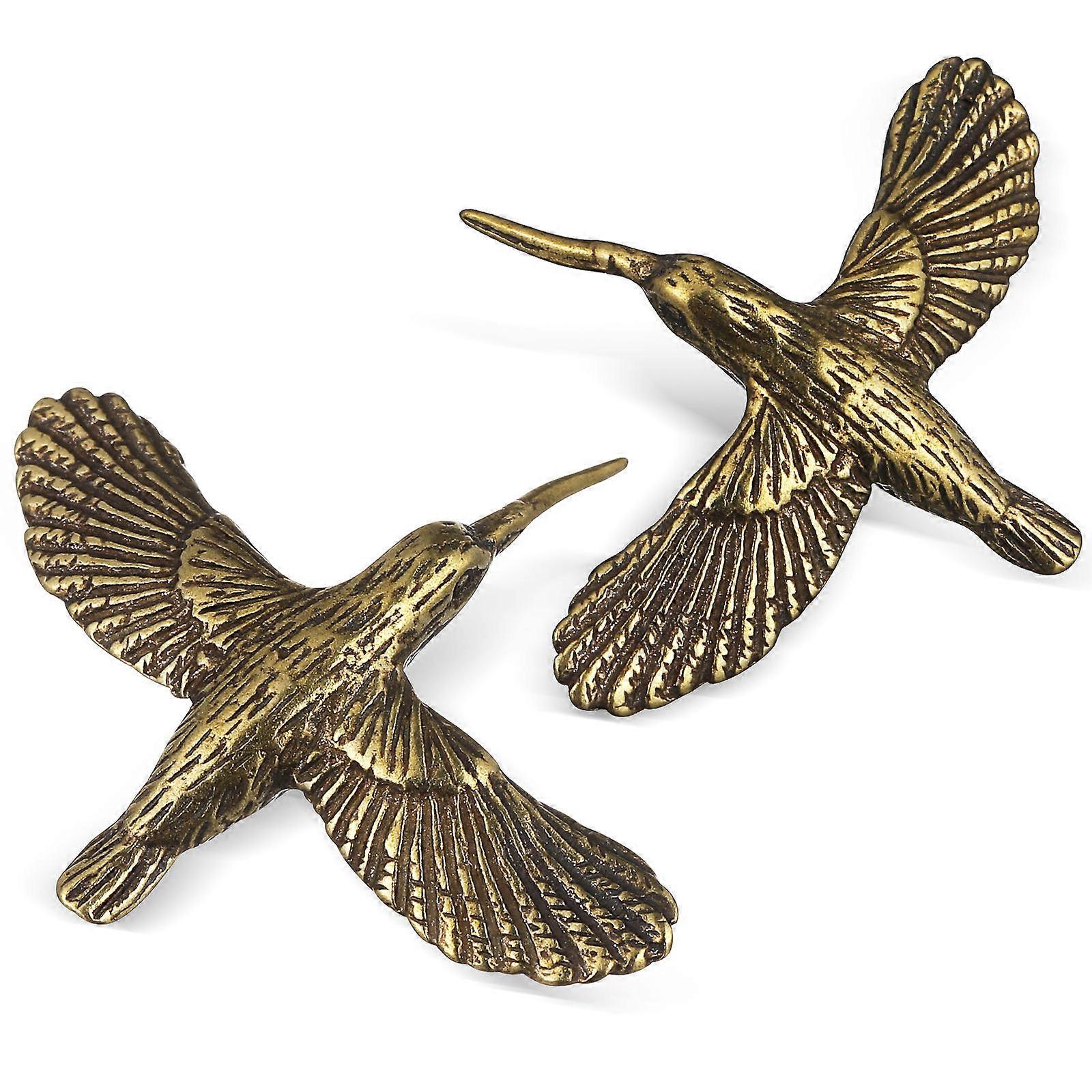 Solid Brass Animal Bird Shaped Statue Vintage Decoration 2Pcs