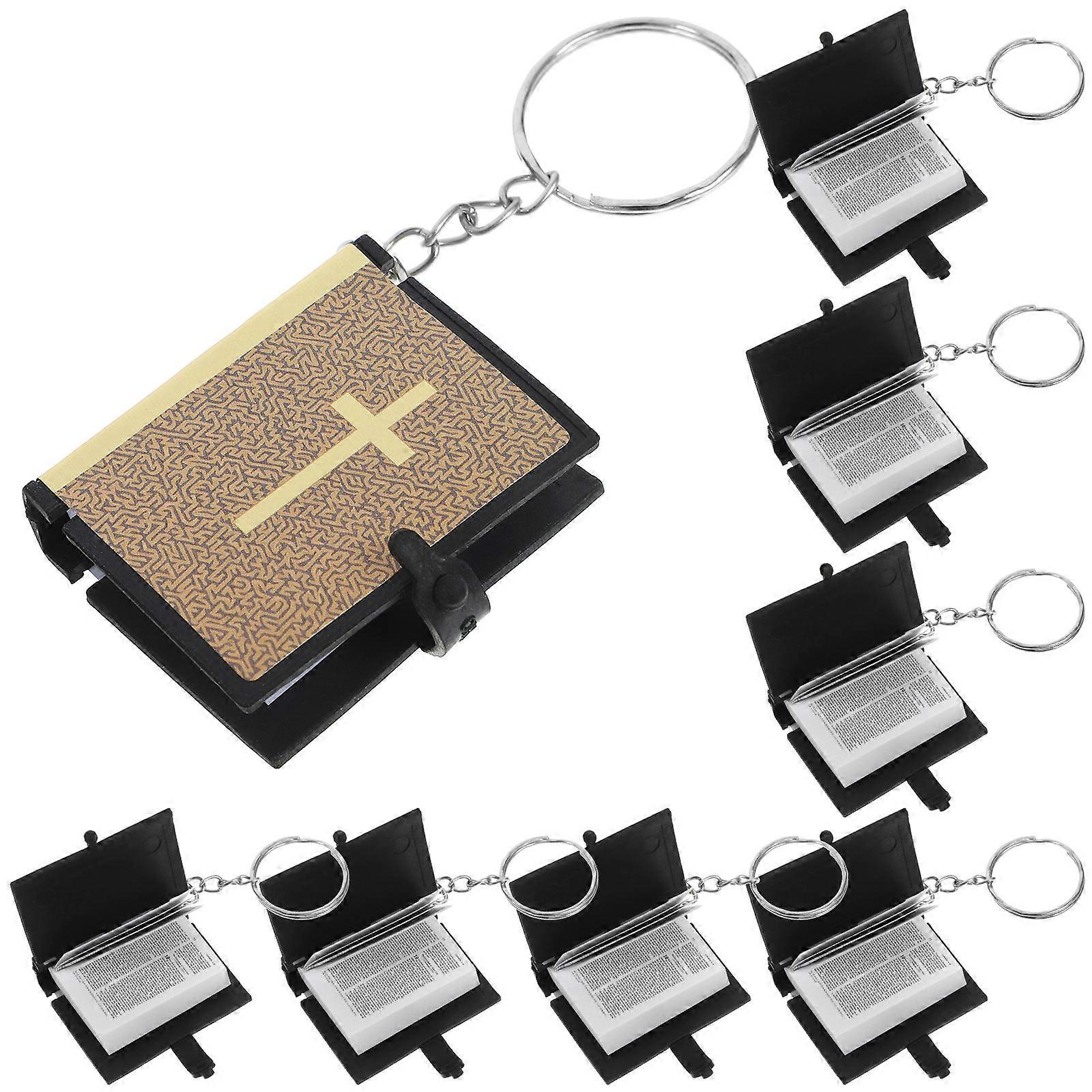 10Pcs Multi Holder Miniature Book Keychain For Baptism And Religious Events Key Ring Gift