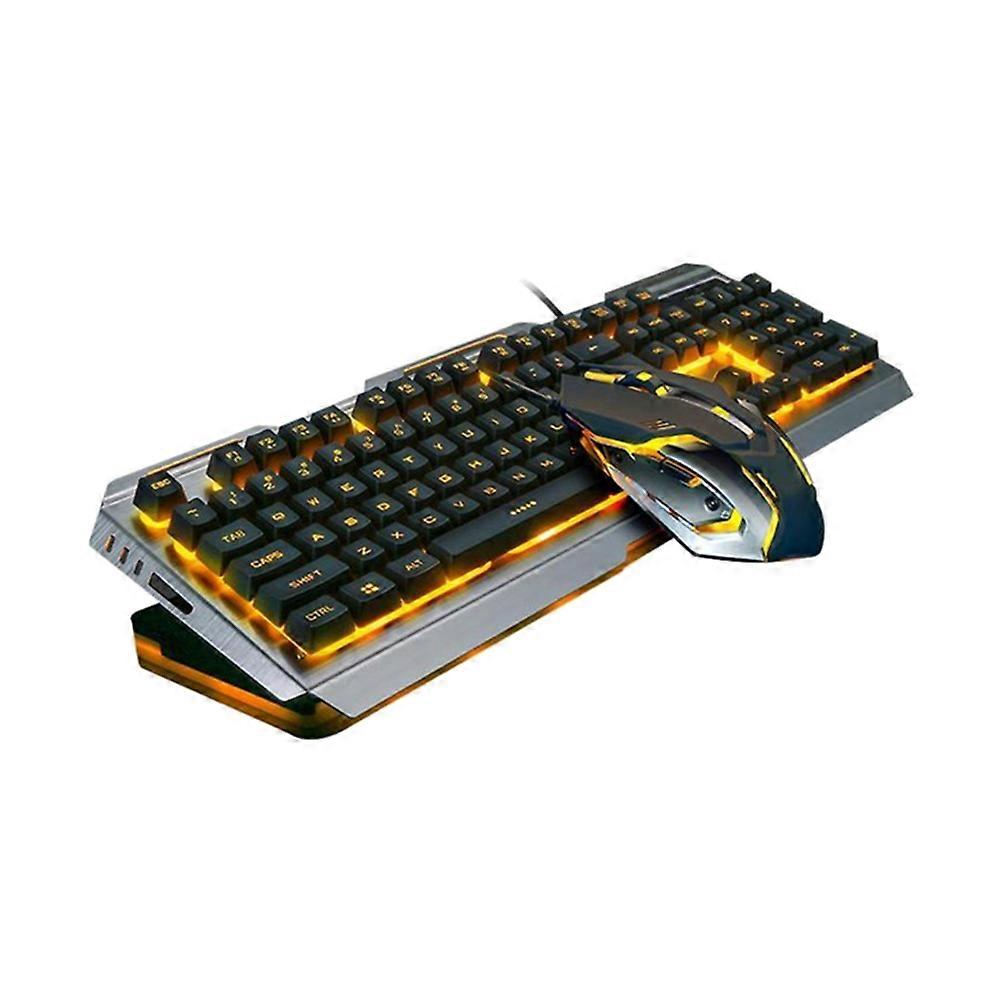 Backlit Keyboard And Mouse Set Tungsten Golden For Gamers With Plastic Material 1Set