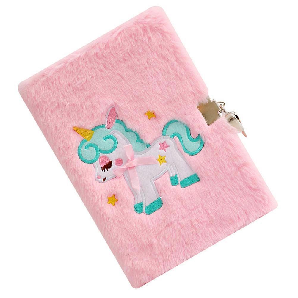 Girls Diary With Lock Cartoon Notebook Rectangular Design Pink Color Student Use 21.5X14.5CM 1Pack