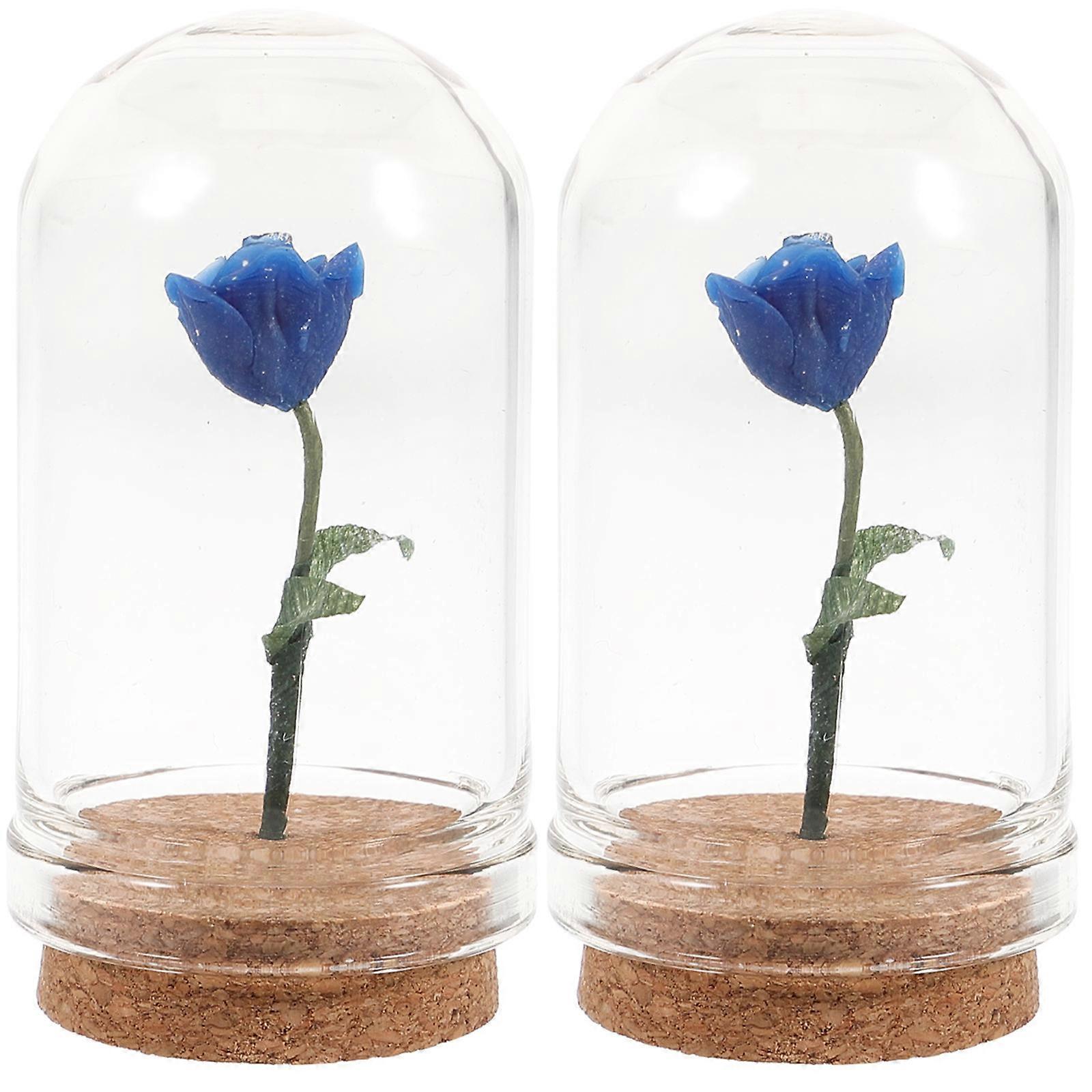 Mini Flower in Glass Dome for 10Pcs Miniature Rose Display