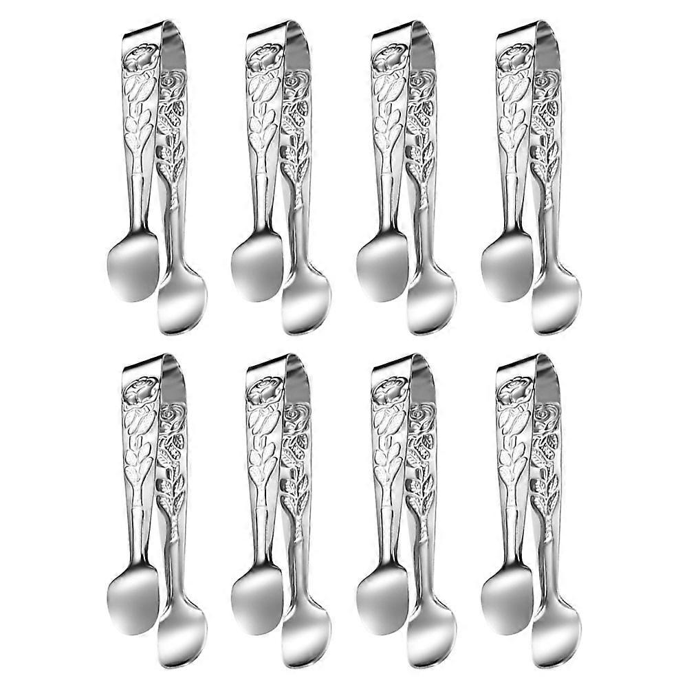 16Pcs Silver Mini Ice Cube Tongs for Serving Stainless Steel Use
