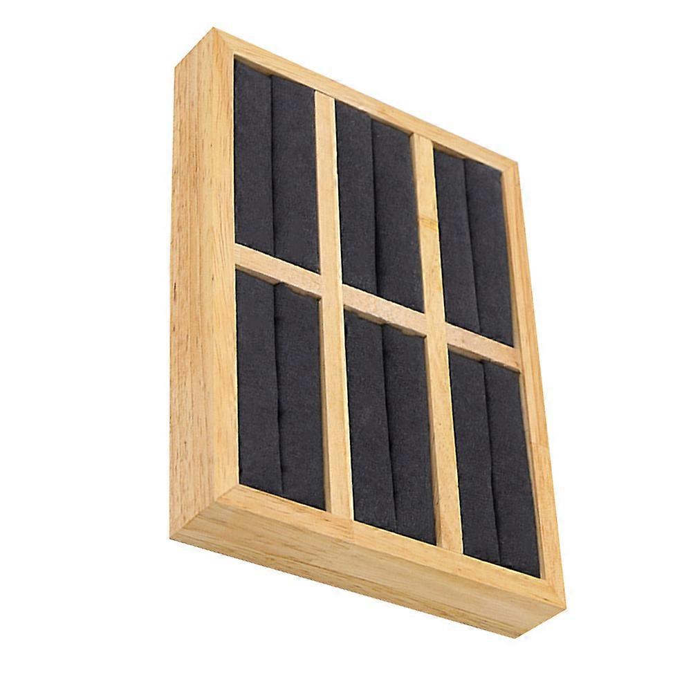 6-Grid Storage Box for Ring Display Tray 10Pcs Dark Grey Wood