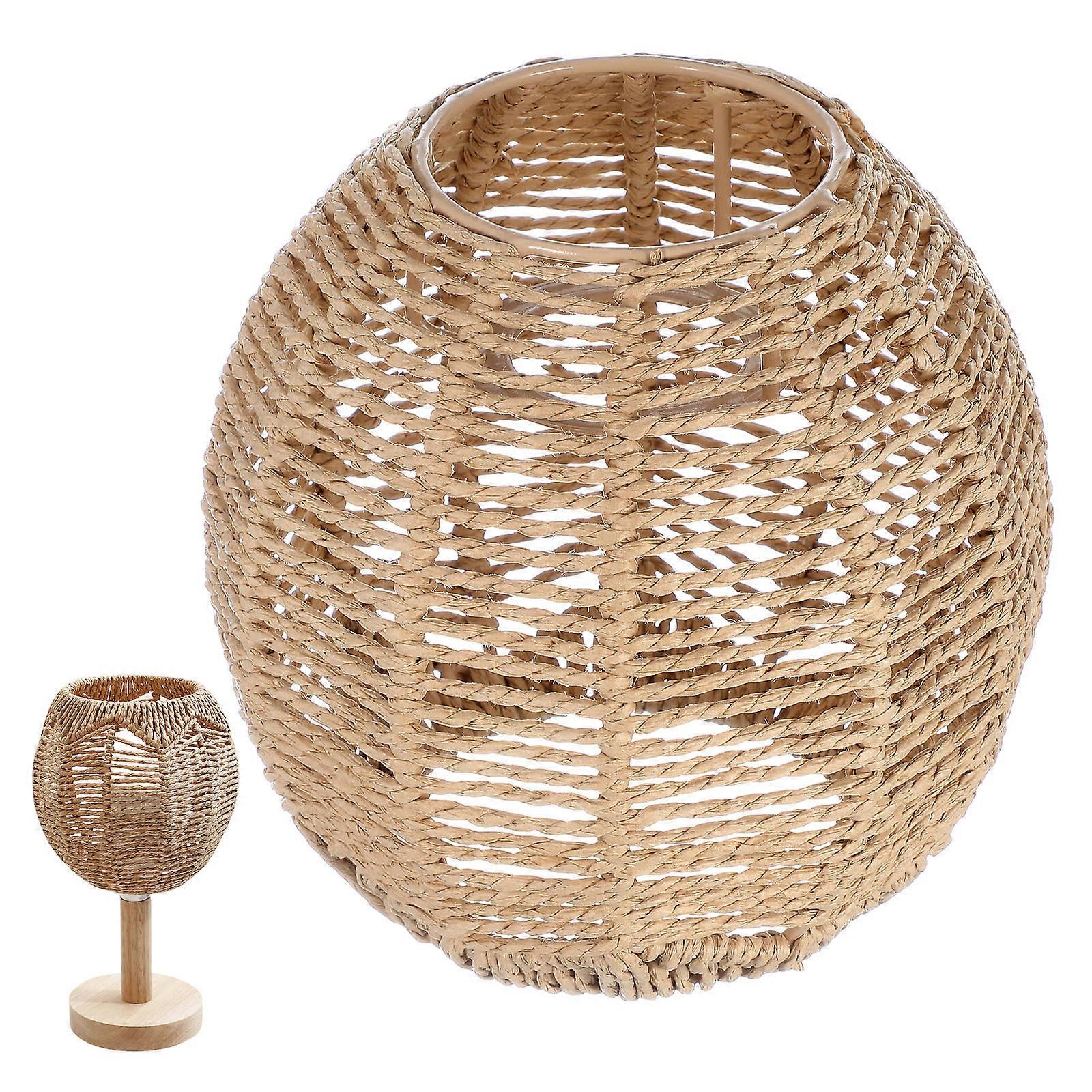 Handmade Lampshade for Home Lighting 2Pcs Khaki Woven Chandelier Shade